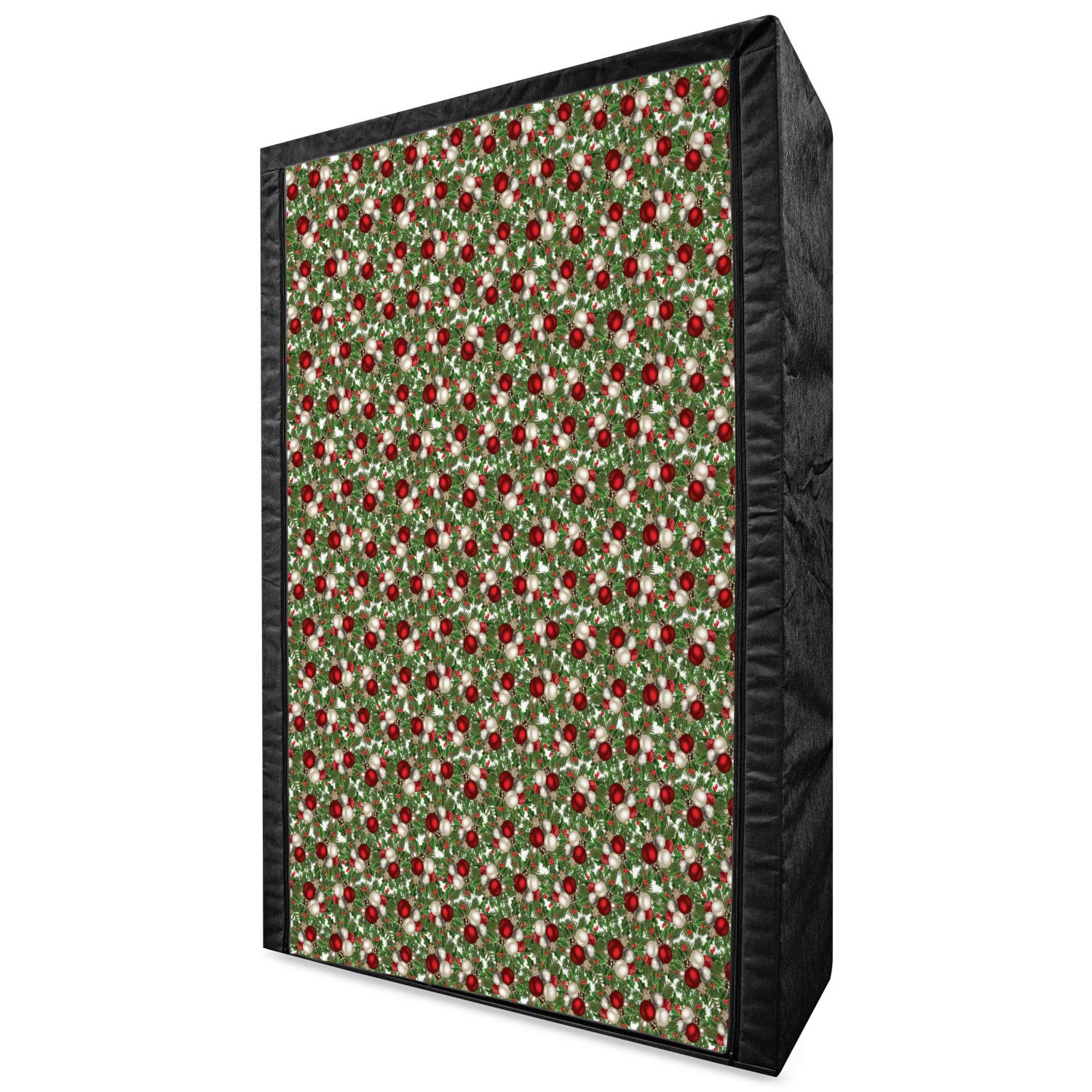 Ambesonne Christmas Portable Fabric Wardrobe - Pine Fir Cones & Holly Berry Vintage Pattern - 42.5