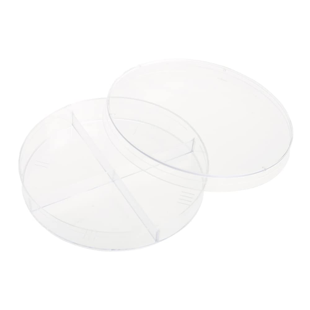 Sterile 4-Compartment Petri Dish 100mm x 15mm - Clear Lab-Grade Cell Culture Dishes (Pack of 500, 25 per Bag) | Ideal for Microbiology Experiments, Cell Research & Laboratory Studies