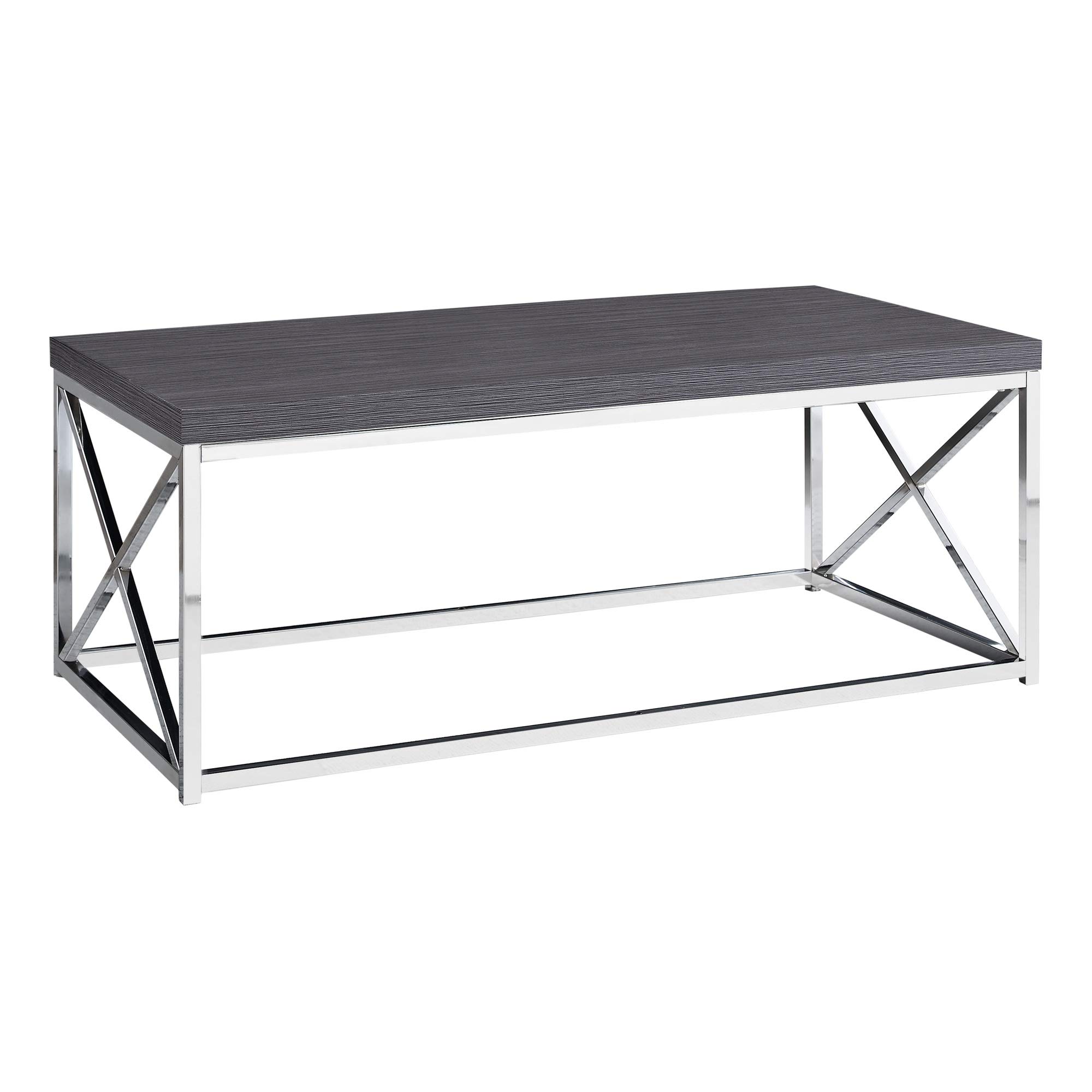 Modern Grey Coffee Table with Chrome Metal Legs - Stylish & Durable Living Room Furniture for Home Decor, Office, or Lounge