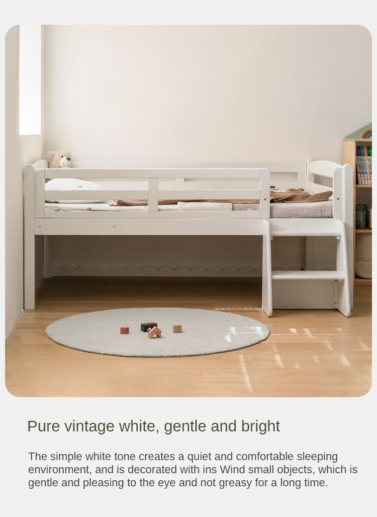 Solid Oak Wood Single Bed with Guardrail - Sturdy & Safe for Kids, Teens & Adults - Perfect for Bedrooms, Dorm Rooms & Guest Rooms
