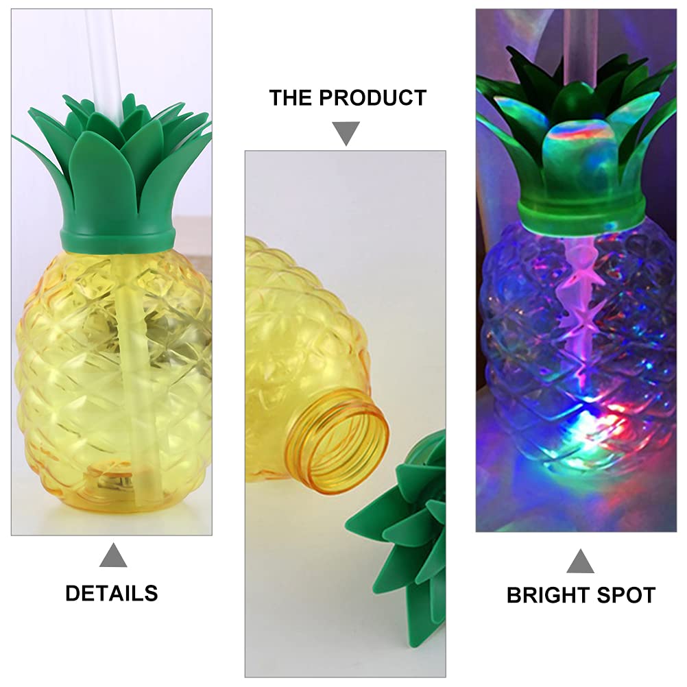 DOITOOL 3-Pack 500ml Pineapple Shaped Cups with Straws & LED Lights - Fun Tropical Drinkware for Pool Parties, Summer BBQs, and Beach Vacations