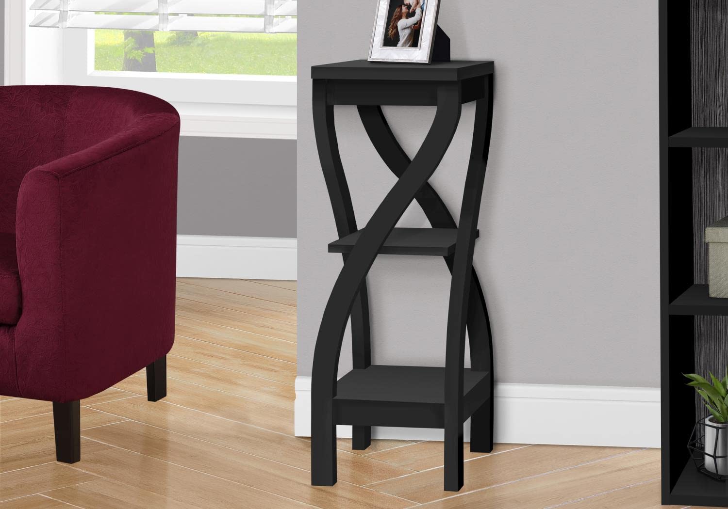 Monarch Specialties I 2414 Black Square Accent Table - Side Table, End Table, Plant Stand for Living Room & Bedroom - Transitional Laminate Design - Perfect for Small Spaces, Home Decor & Coffee Table Alternative