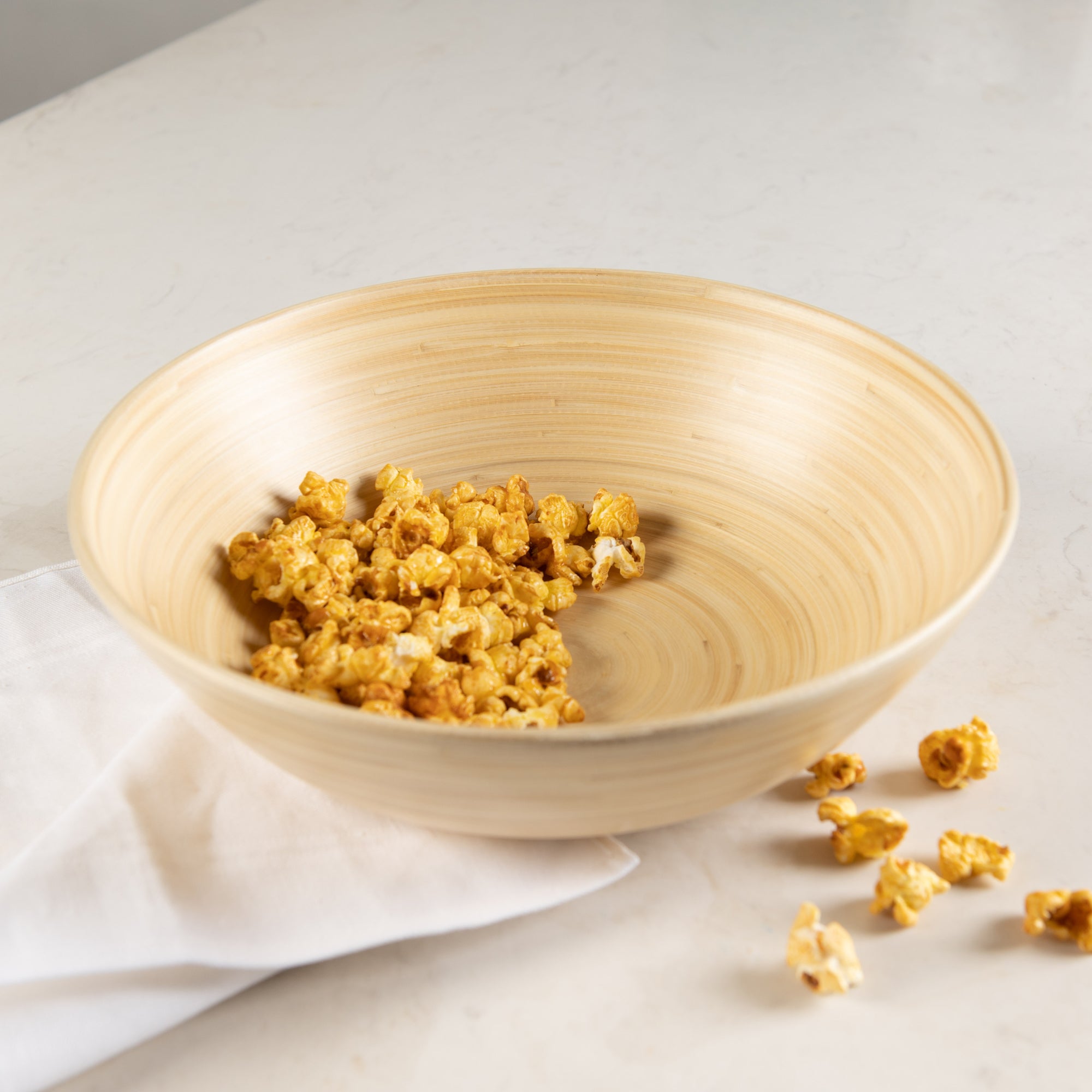 Lexa 12 Inch Bamboo Salad Bowl Set - Eco-Friendly, Durable & Lightweight for Healthy Meals, Picnics, and Party Serving