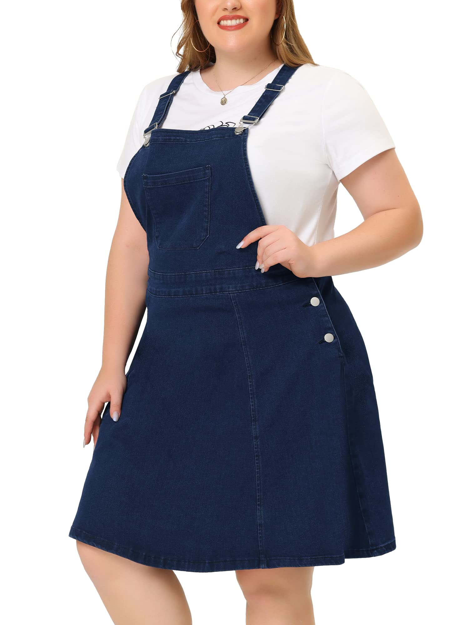 Agnes Orinda Plus Size Denim Overalls Dress for Women - Adjustable Strap Jumper Romper with Suspenders | Casual Outfit for Spring, Summer & Fall Fashion
