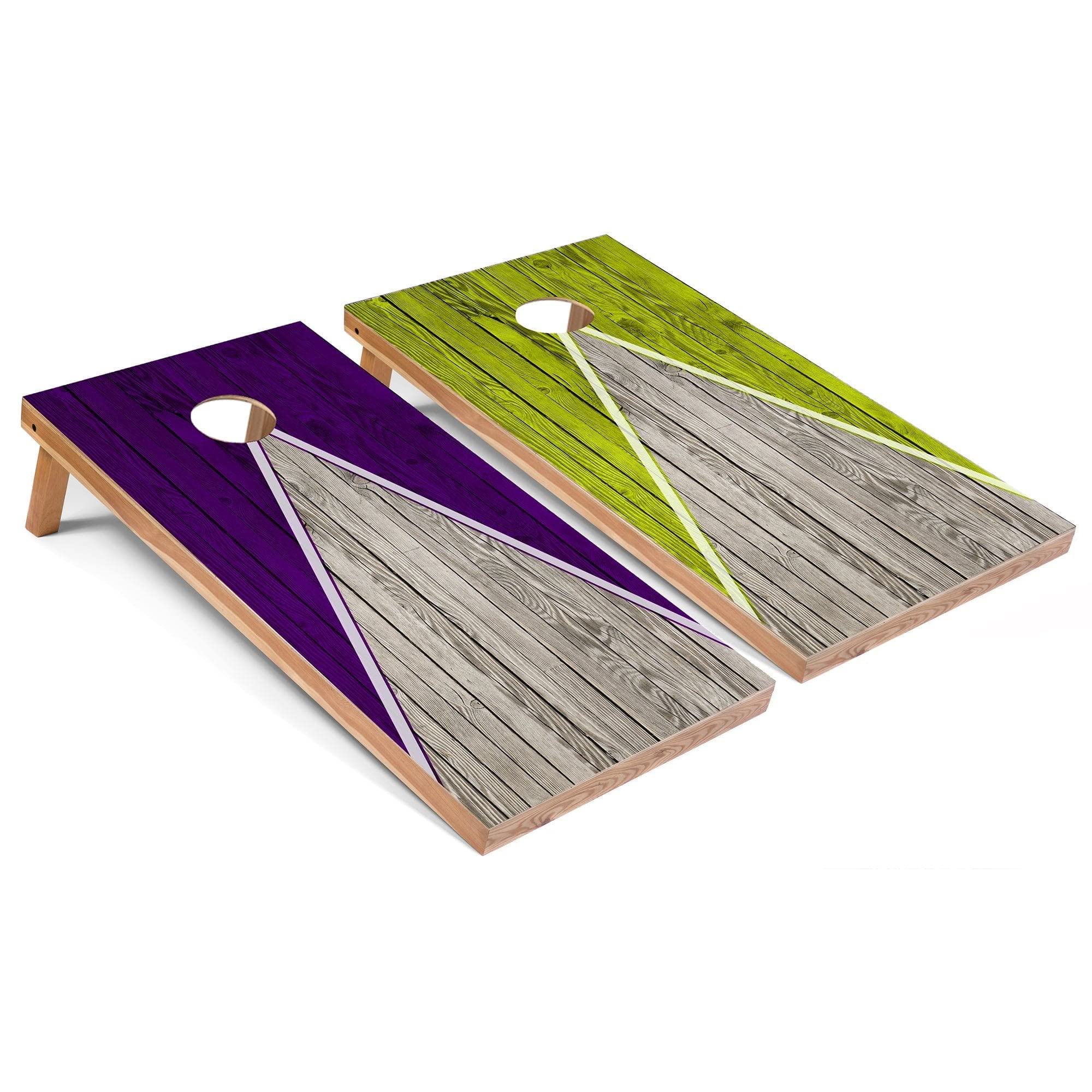 Premium Purple & Lime Pyramid Regulation 2x4 Cornhole Game Set - Includes 2 Boards, 8 Bean Bags & Carrying Case - Perfect for Backyard Parties, Tailgating & Outdoor Events