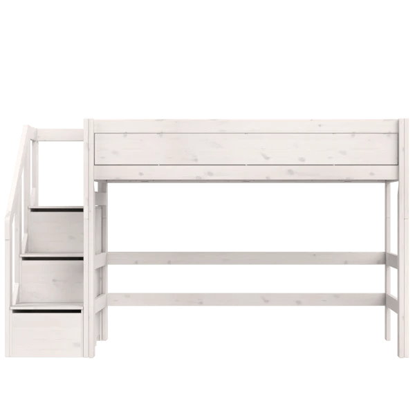High Sleeper Bed with Staircase - 152cm Loft Bed for Kids & Teens - Space-Saving Bedroom Furniture for Small Rooms & Dormitories
