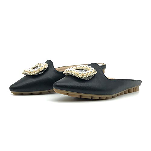 Sparkly Rhinestone Mules for Women - Pointed Toe Slip On Dress Shoes | Comfortable Backless Loafers & Slides for Parties, Weddings & Office Wear