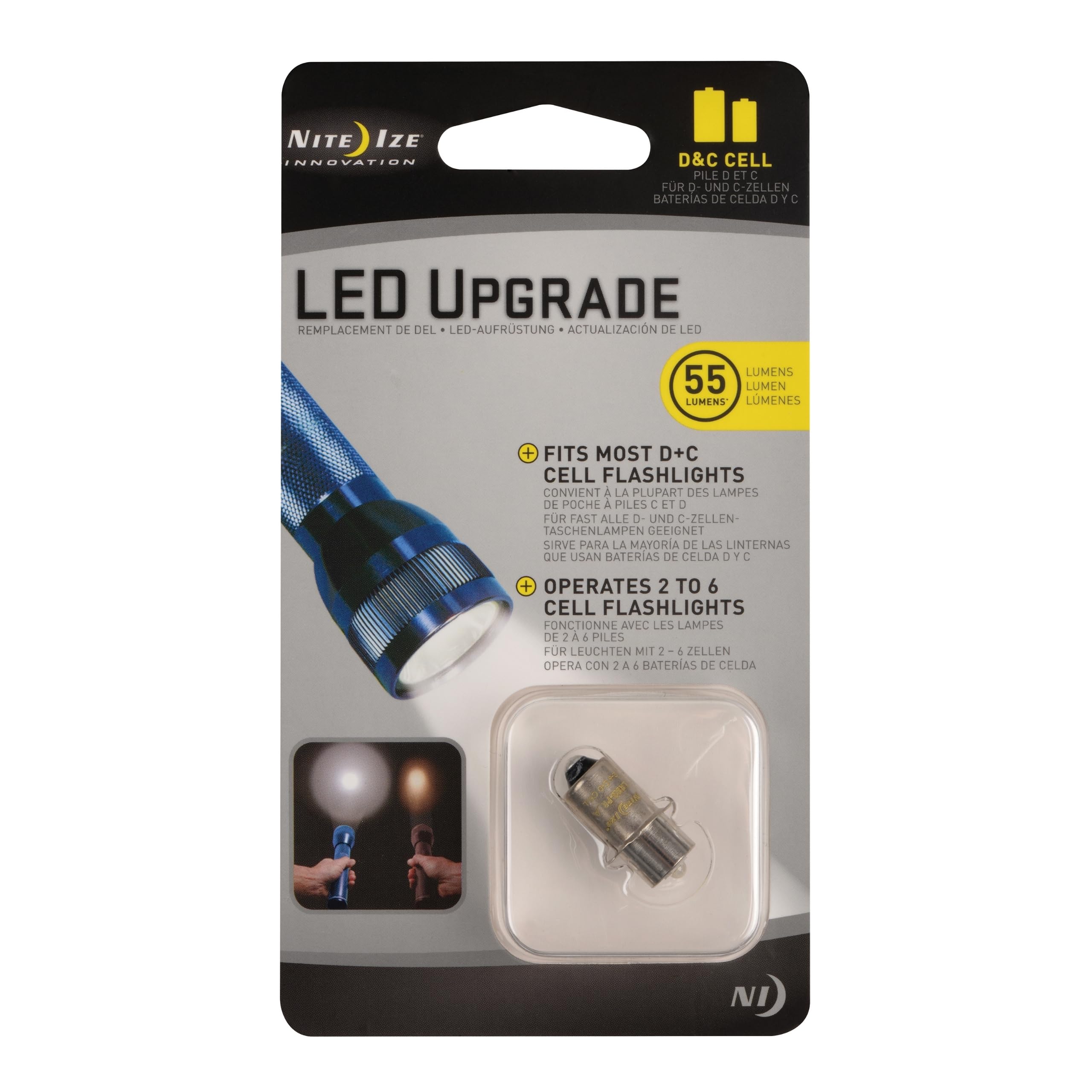 Nite Ize LED Upgrade Bulb Kit - 55 Lumen LED Flashlight Bulb with 100,000 Hour Lifespan - Compatible with Most C & D Cell Flashlights - Perfect for Camping, Hiking & Emergency Preparedness