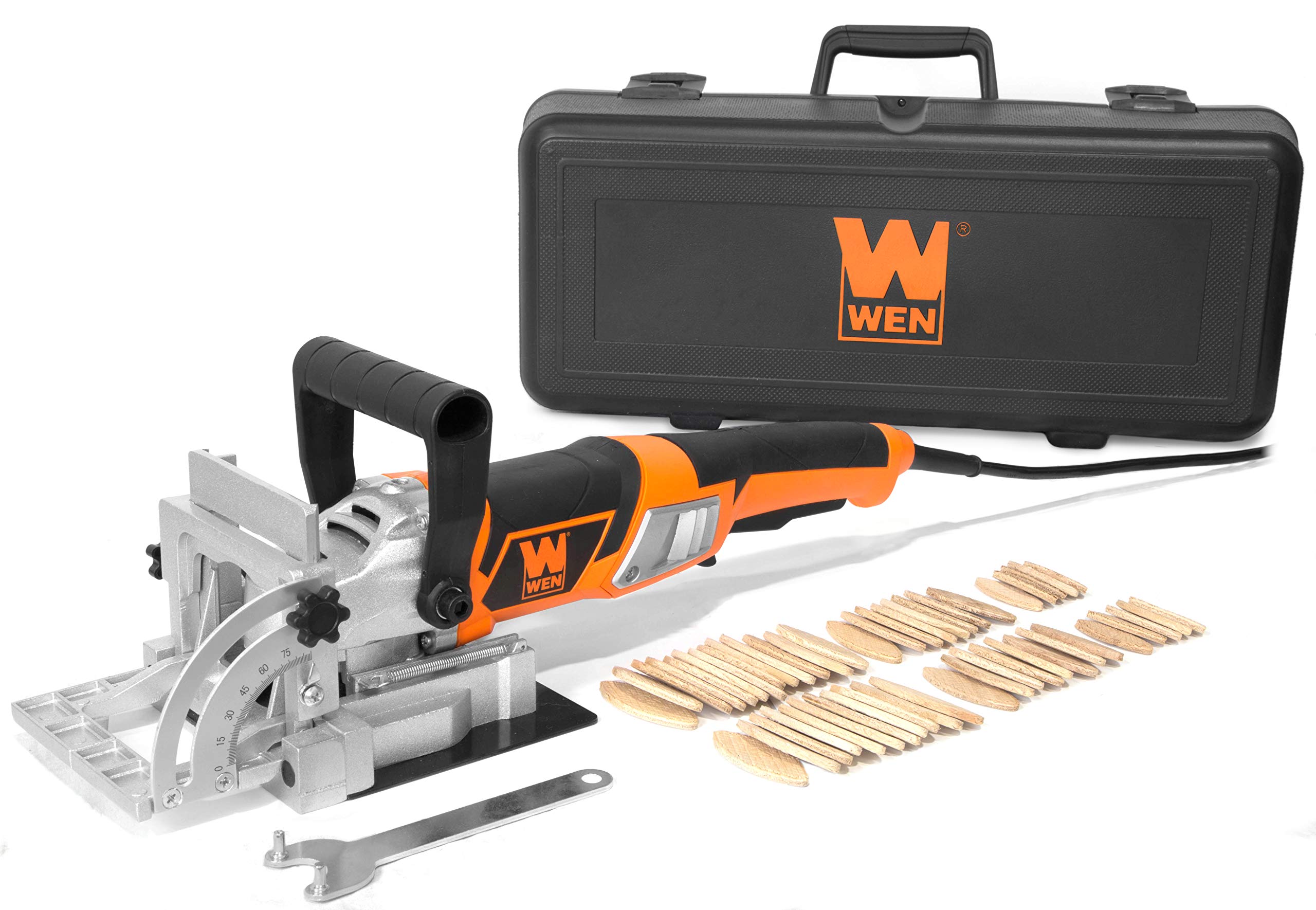 WEN JT3062 10-Amp 6-Inch 2-Blade Benchtop Jointer & JN8504 8.5-Amp Plate Biscuit Joiner with Case and Biscuits – Perfect for Woodworking, DIY Projects, and Professional Carpentry