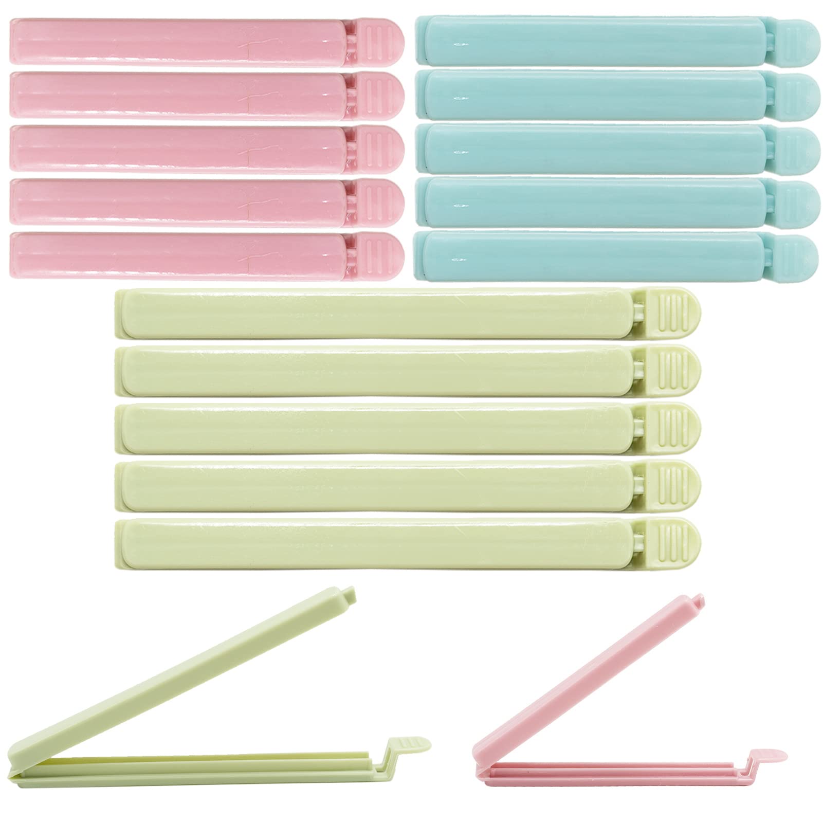 15-Piece Reusable Plastic Food Bag Clips for Snacks, Coffee, Chips | Colorful Sealing Clips for Kitchen, Home, Travel & Camping (4.7in & 5.9in) | Keep Food Fresh & Organized