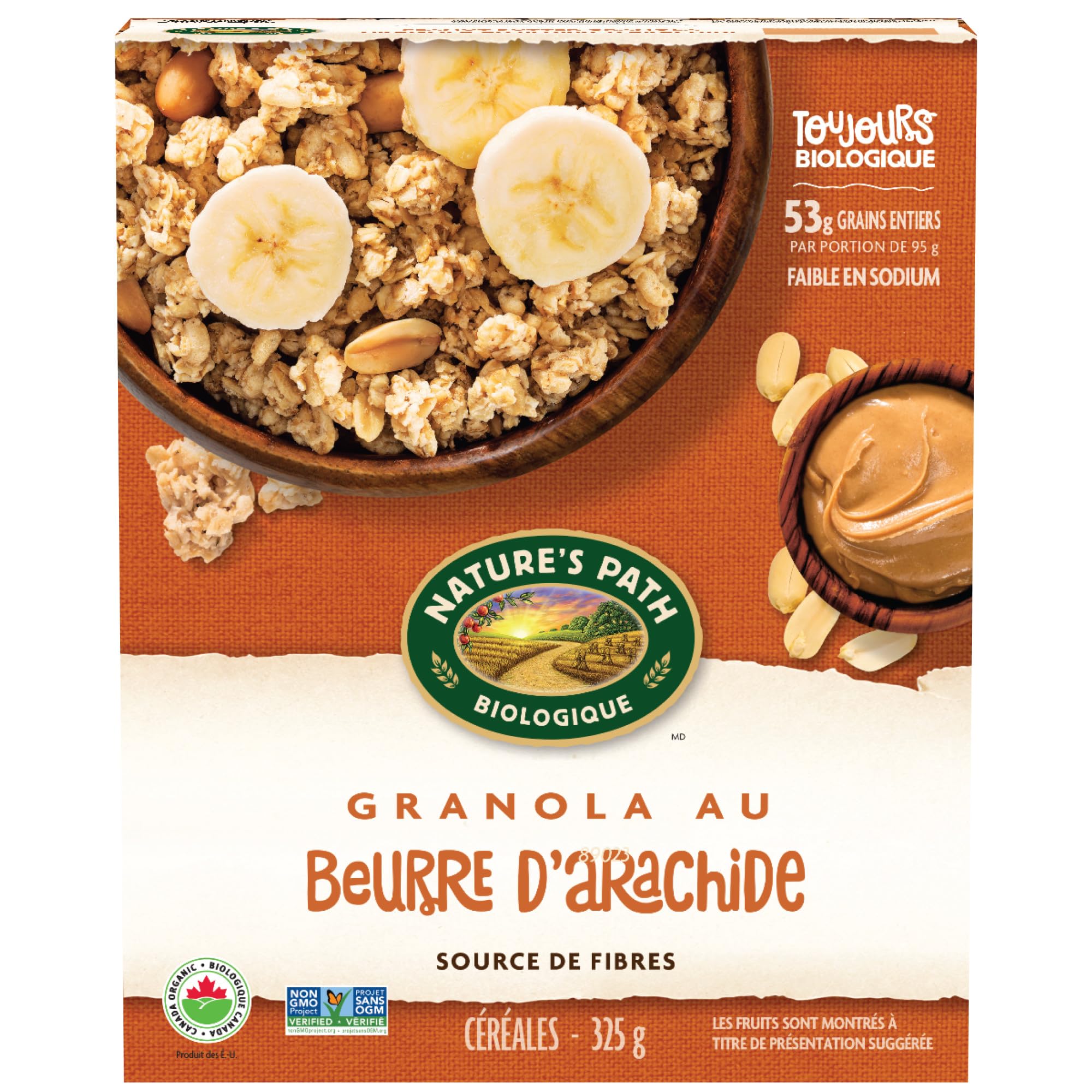 Organic Peanut Butter Granola by Nature's Path - Non-GMO, Gluten-Free Breakfast Cereal (325g Pack) | Perfect for Healthy Snacking, Yogurt Topping & On-the-Go Energy Boost
