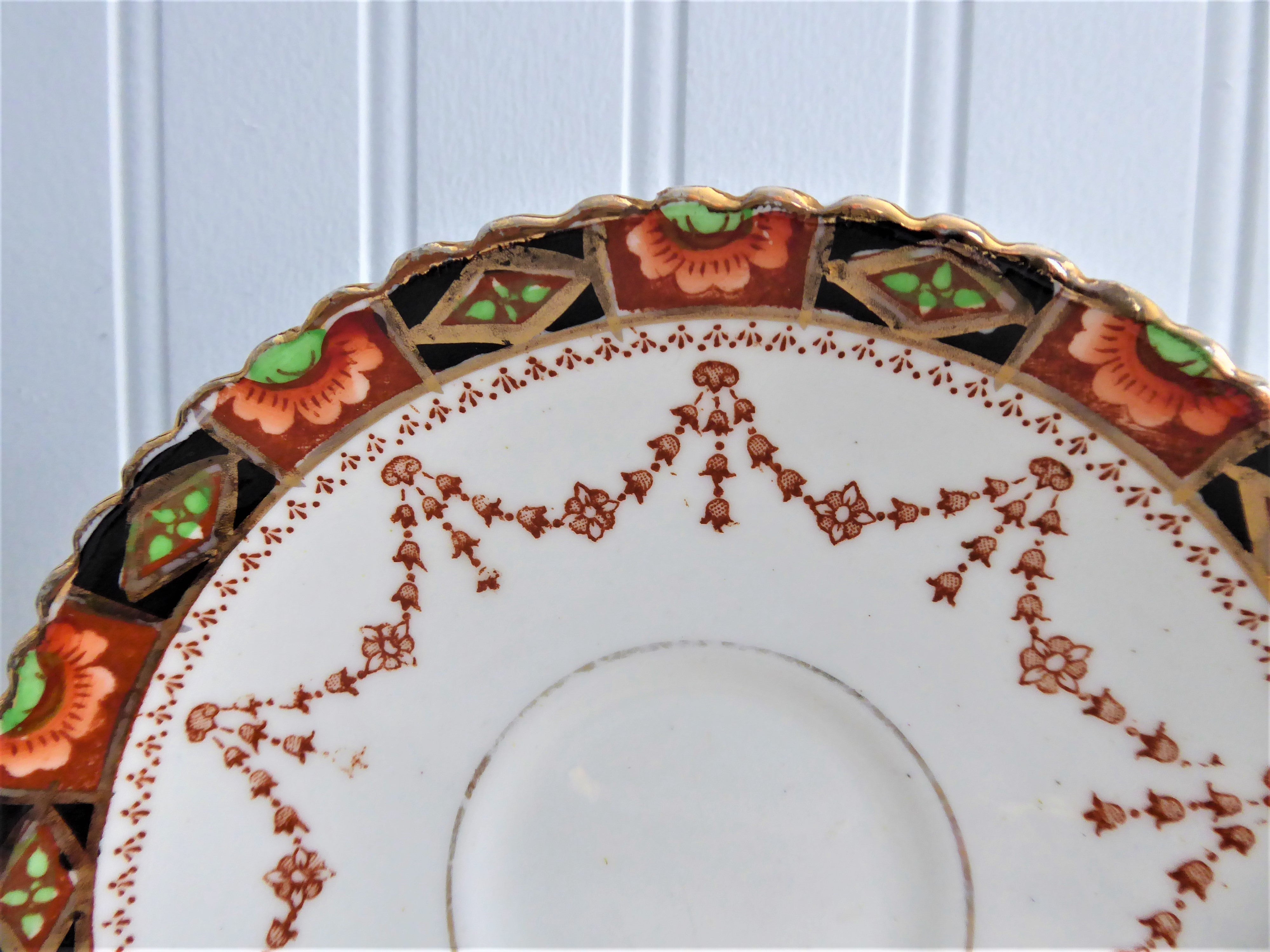 Antique Imari Sevres Teacup Trio Set - Victorian Era Bone China (1880-1890s) - Downton Abbey Style - Perfect for Afternoon Tea, Collecting & Home Decor