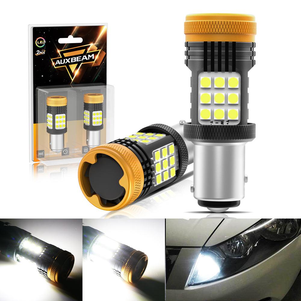 2-Pack 1157 BAY15D & 1156 BA15S LED Bulbs - White/Amber/Red Canbus Error Free Turn Signal, DRL, Brake, Tail, Reverse Lights with Cooling Fan - Perfect for Car, Truck, SUV, Motorcycle Lighting Upgrades