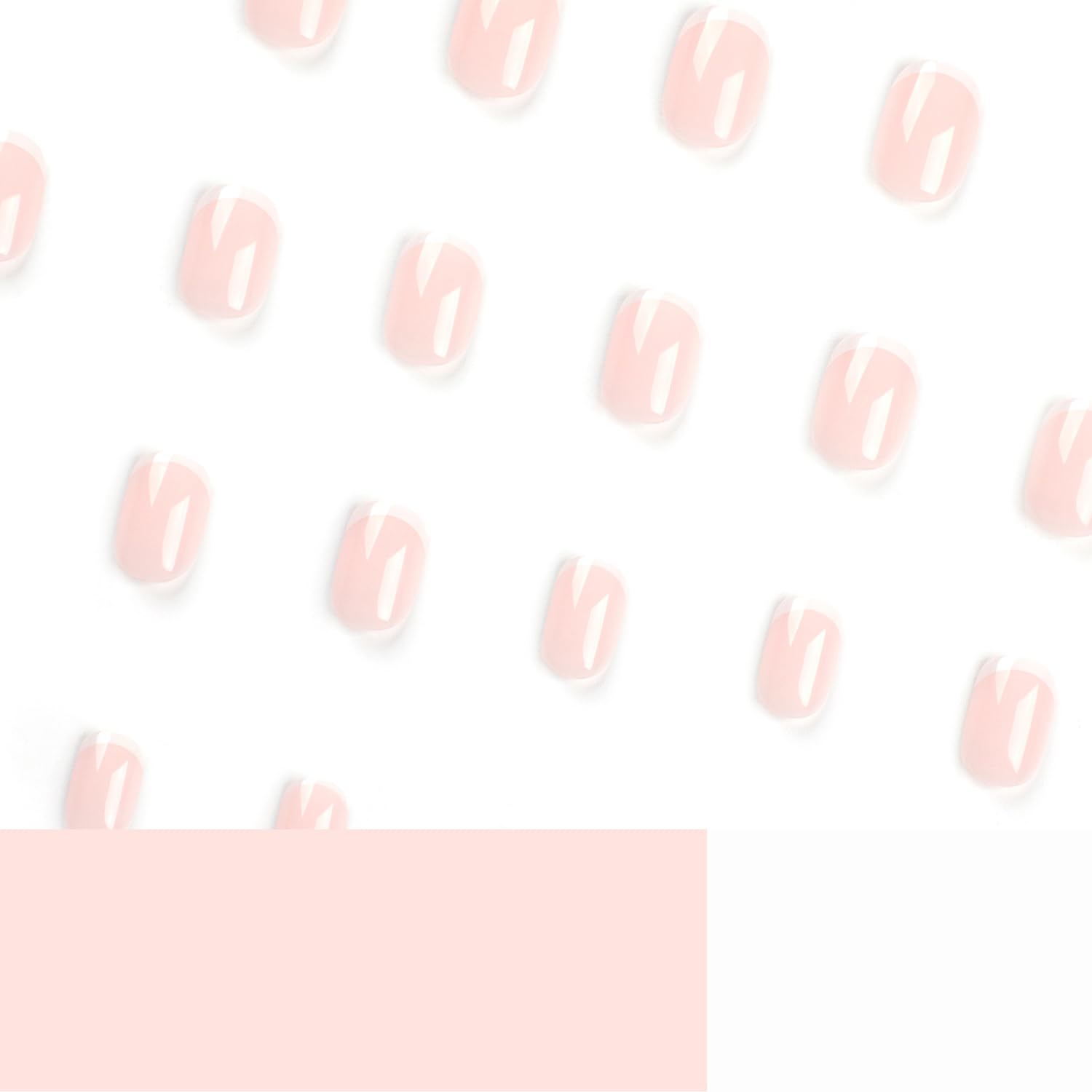 Elegant Short Square Press On Nails - French Tip Fake Nails with Glossy Designs (24Pcs) | Nude Pink Full Cover Acrylic Stick On Nails for Women | Perfect for Parties, Weddings & Everyday Wear
