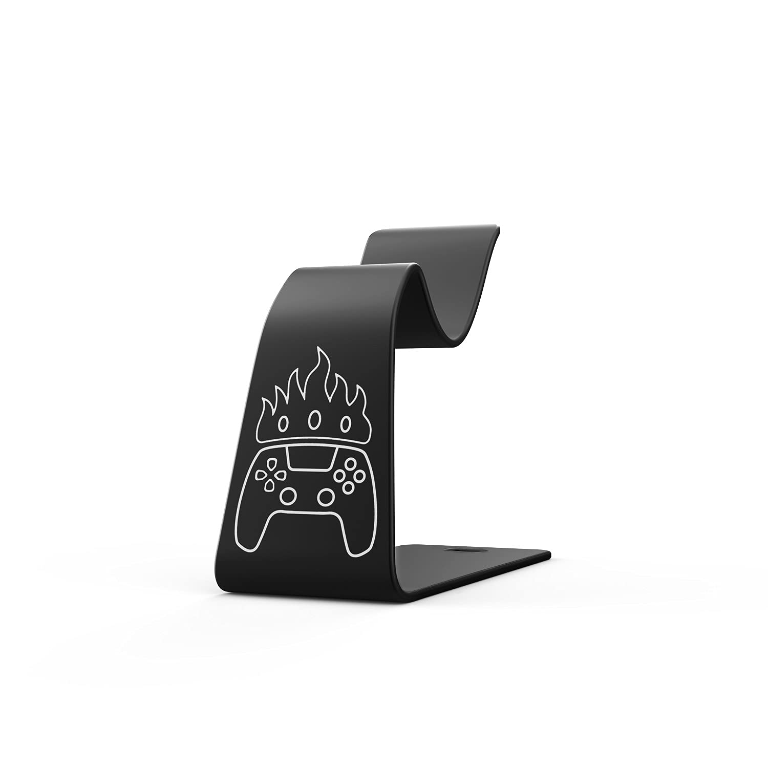 Universal Gaming Controller Stand Holder for PS5/PS4/Xbox/Nintendo Switch - Aluminum Alloy Headset & Controller Organizer with Anti-Slip Pads - Perfect for Desk Setup & Gaming Accessories Storage (Black)