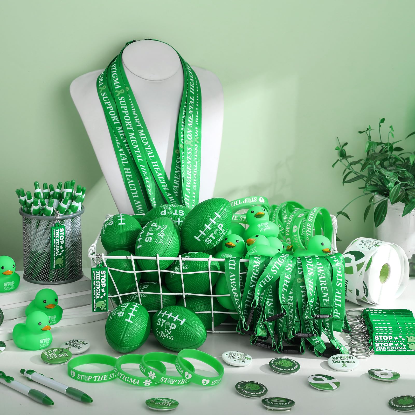 Mental Health Awareness Kit - 2350 Pcs with Stickers, Keychains & Stress Balls for Office & School Support