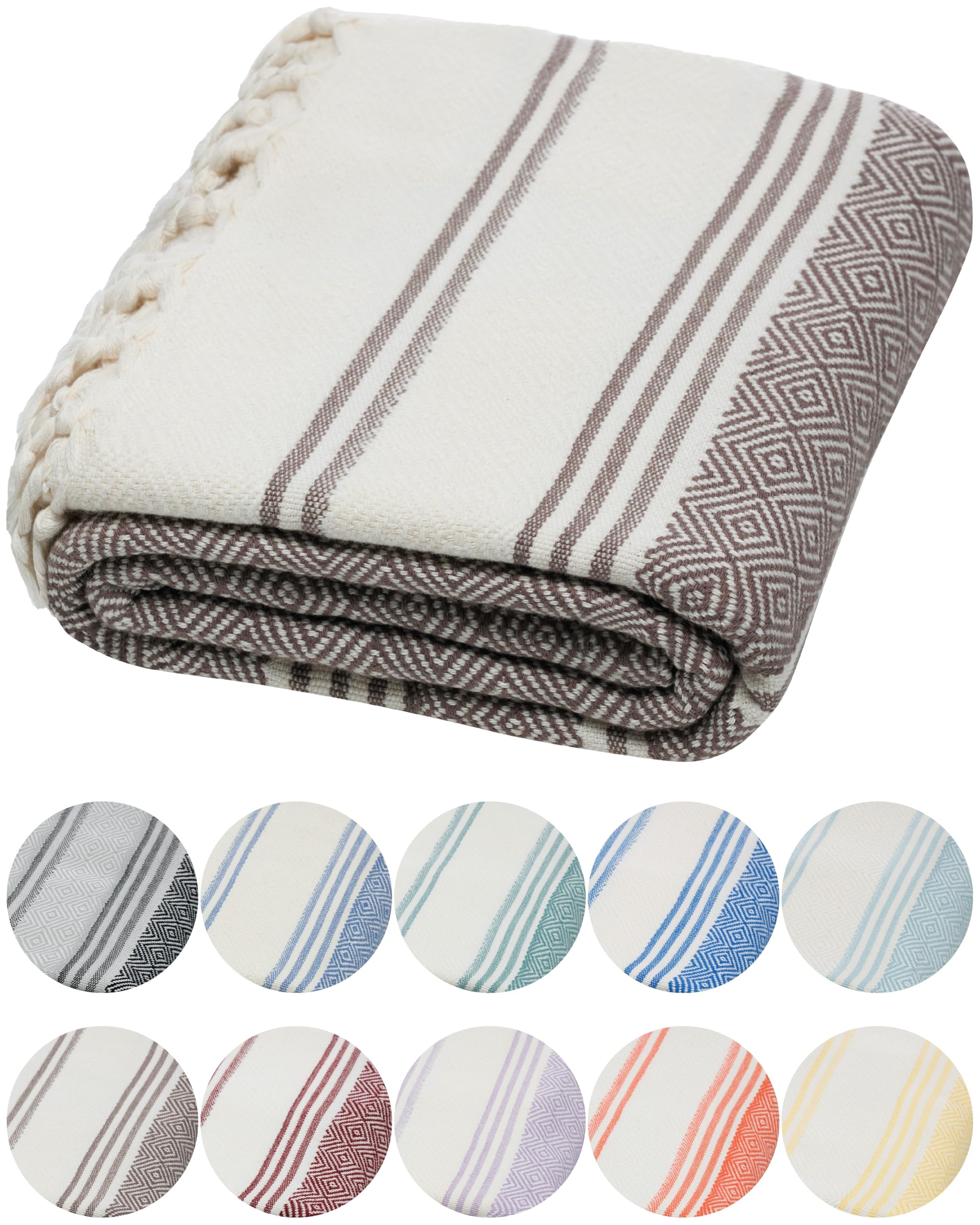 DEMMEX Organic Diamond Turkish Bath & Beach Towel | 100% Oeko-TEX Certified Turkish Cotton, Ultra-Soft & Quick-Dry | Lightweight & Compact Luxury Peshtemal Towel | Oversized 71