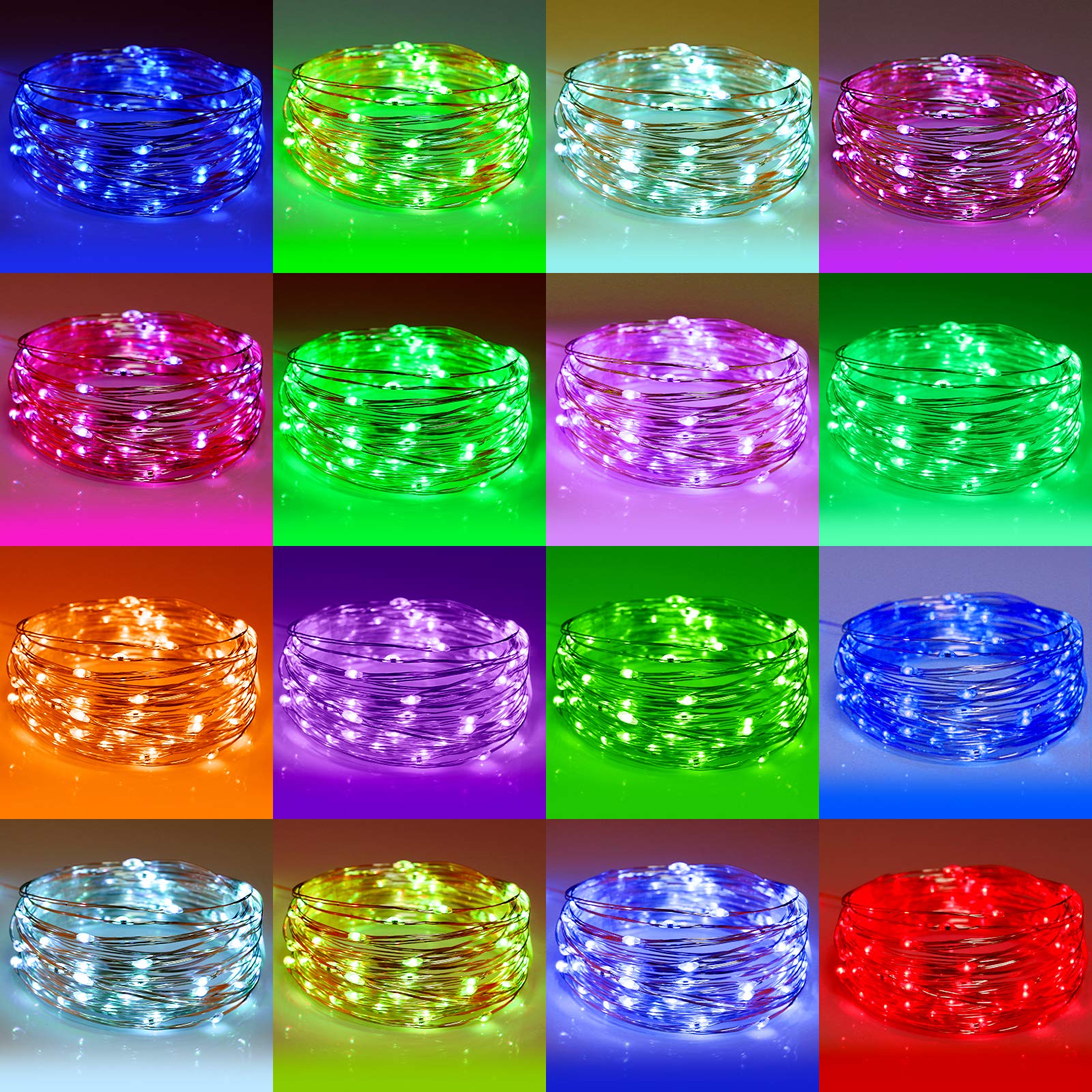 YOZATIA 26ft 80LED Battery & USB Powered Waterproof Fairy String Lights - Remote Control, 16 Color Changing Modes for Indoor/Outdoor Christmas Decor, Bedroom, Party & Wedding Lighting