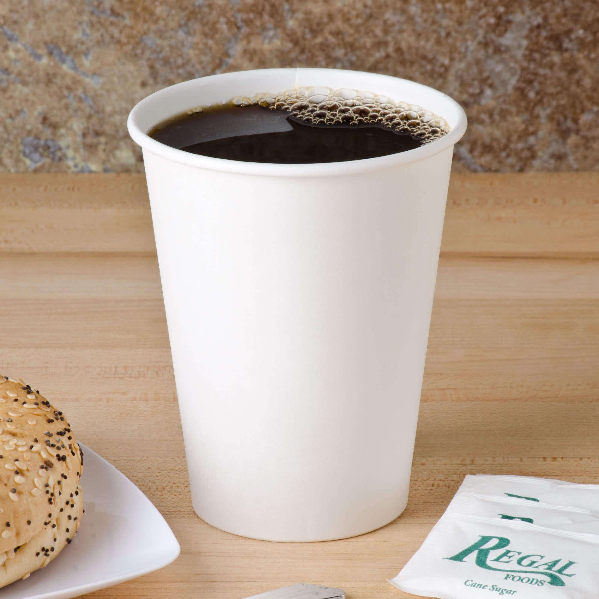 TableTop King 412WN-2050 12 oz White Poly Paper Hot Cups - 1000 Pack Bulk Case for Coffee, Tea, and Hot Beverages in Restaurants, Cafes, and Offices