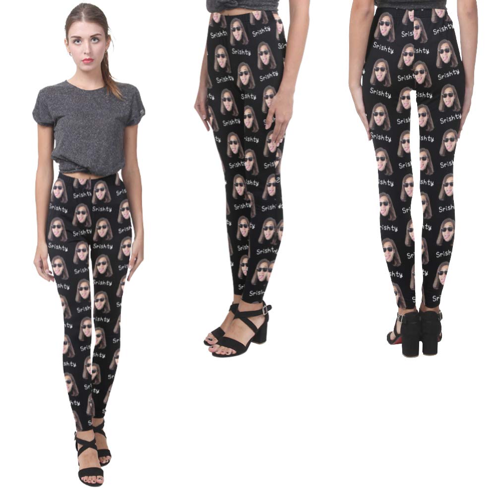 Custom Photo Leggings for Women - Personalized Print with Face & Text - Unique Yoga Pants with Pet or People Design - Perfect for Workouts, Gifts & Fashion Statements