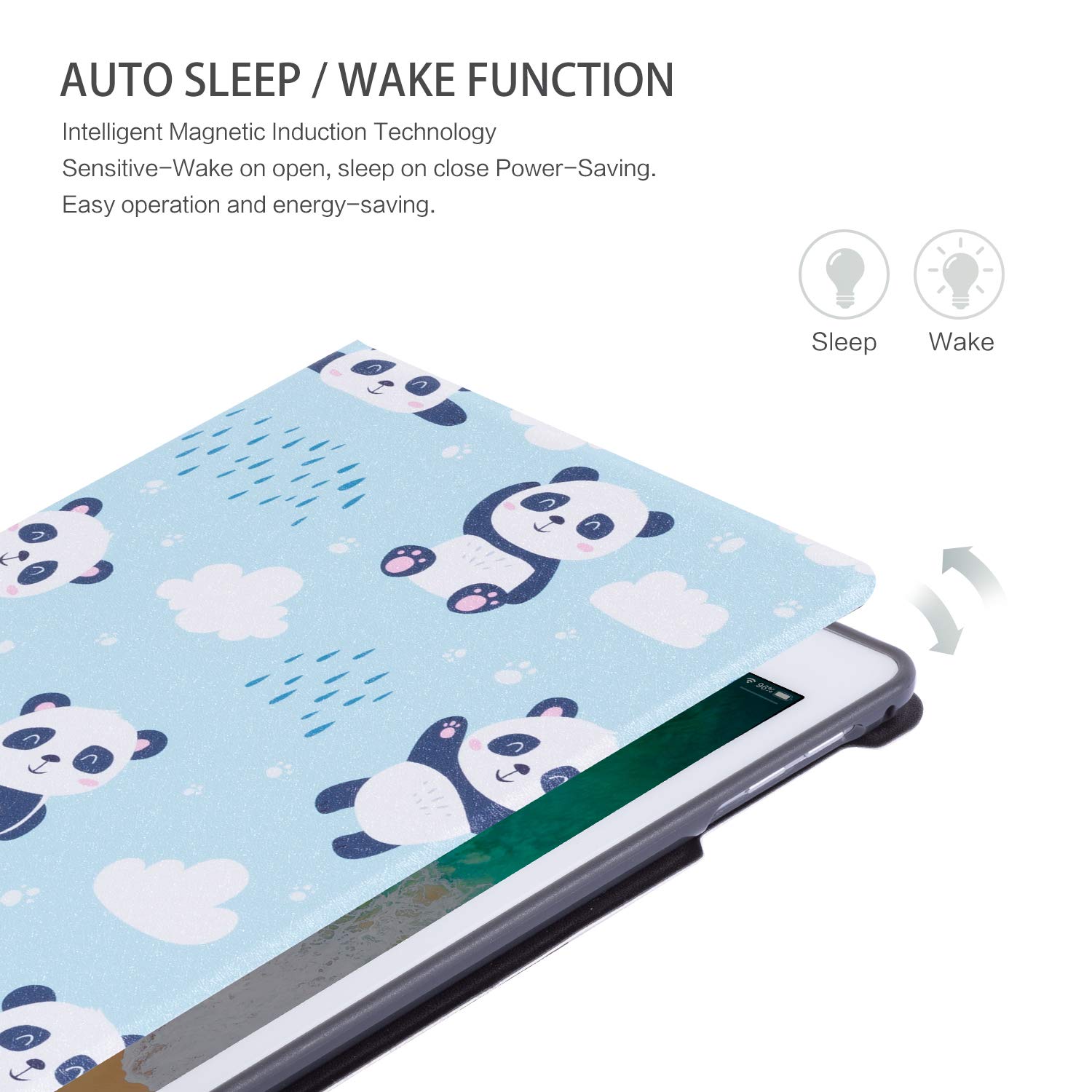 Premium iPad Case for iPad 5th/6th Gen & Air 1/2 - 9.7 Inch Protective Cover with Auto Wake/Sleep, Multi-Angle Stand & Cute Panda Design - Perfect for Kids, Students & Home Office Use