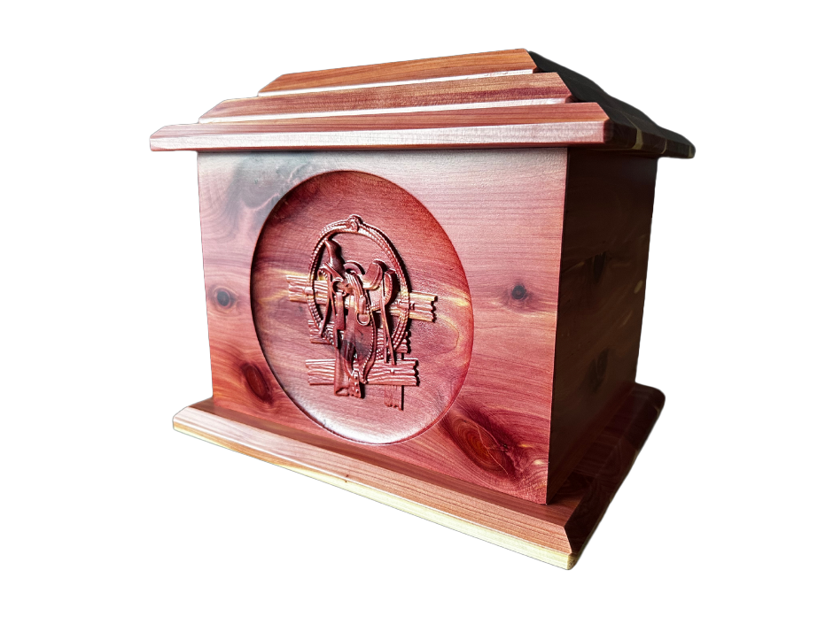 Hand Carved Extra Large Wooden Urn for Ashes - Premium Saddle Design - Memorial Keepsake for Loved Ones - Perfect for Home Display, Funeral Services & Cremation Ceremonies