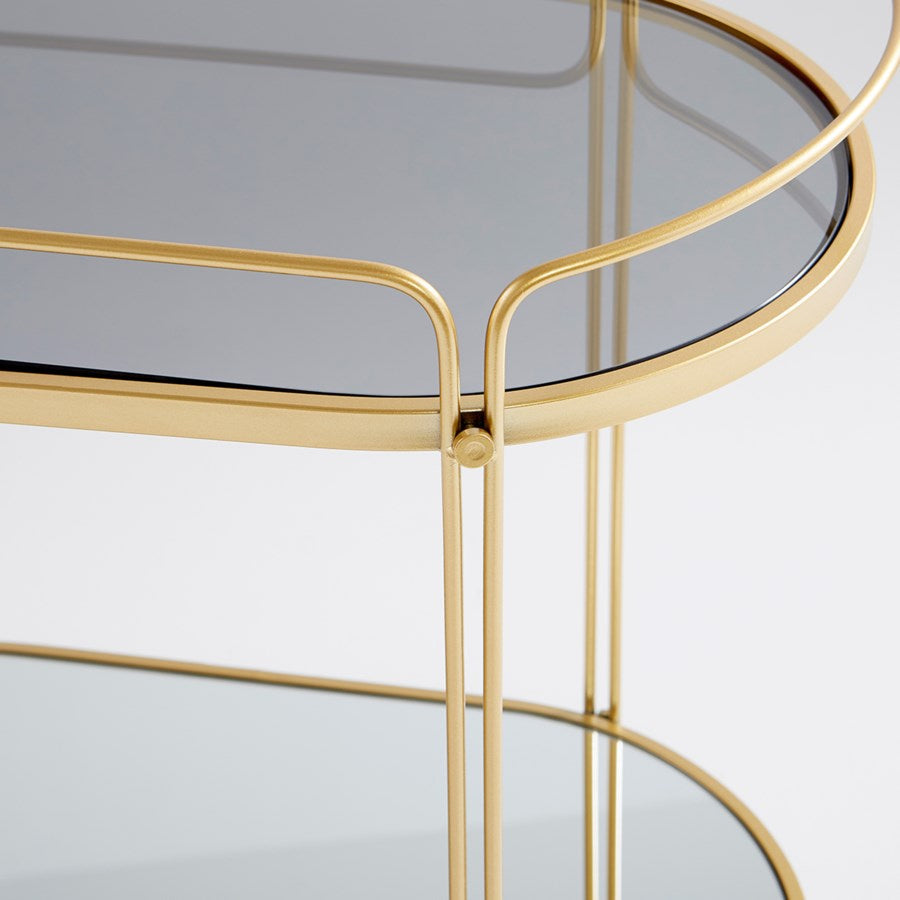 Cyan Design 10838 Gold Motif Bar Cart - Stylish Rolling Drink Cart for Home Bar, Living Room, or Outdoor Entertaining