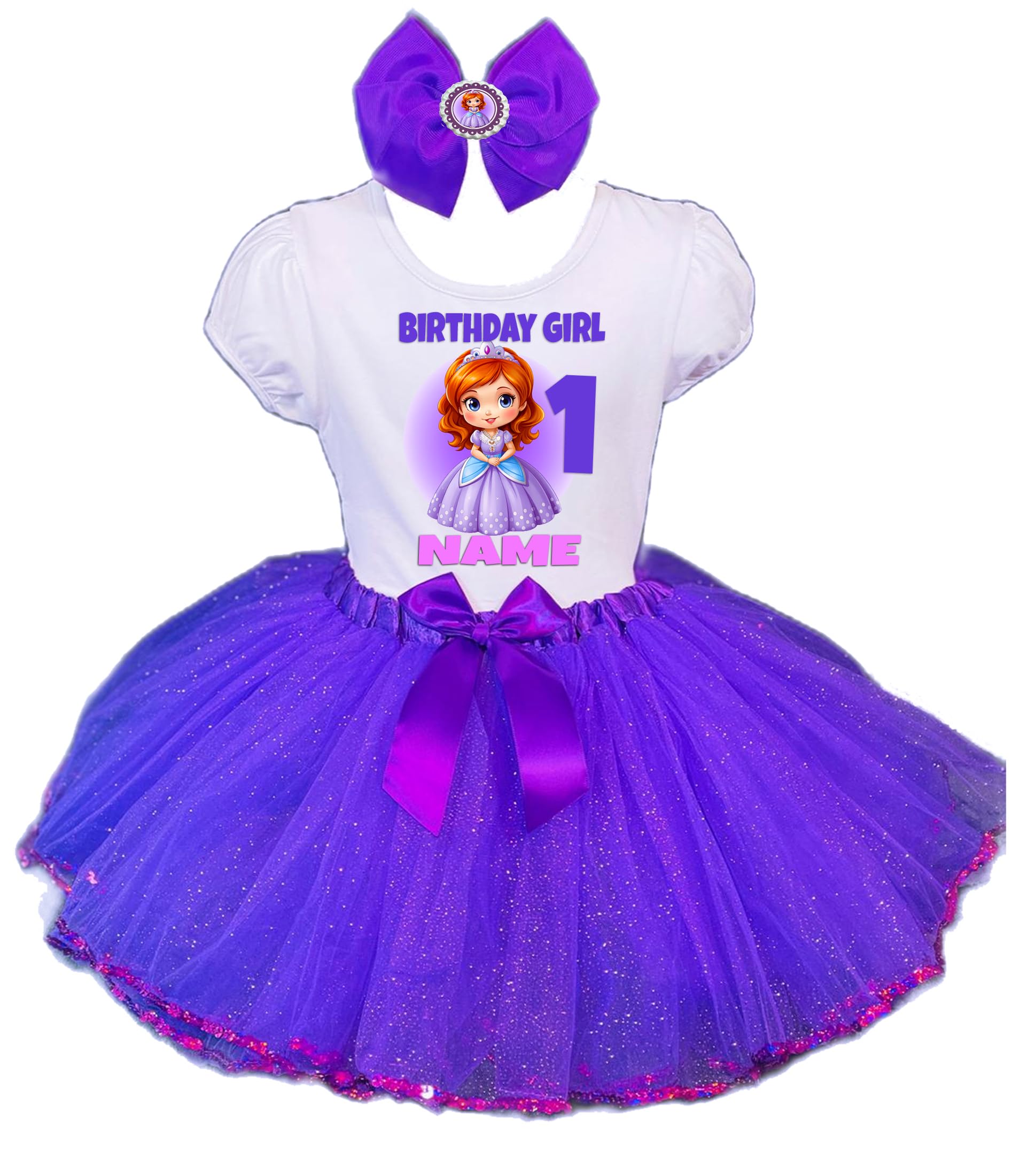 Personalized Sofia 1st Birthday Outfit - Tutu Dress & Shirt Set for Birthday Party | Perfect for First Birthday Celebrations, Photo Shoots & Special Occasions