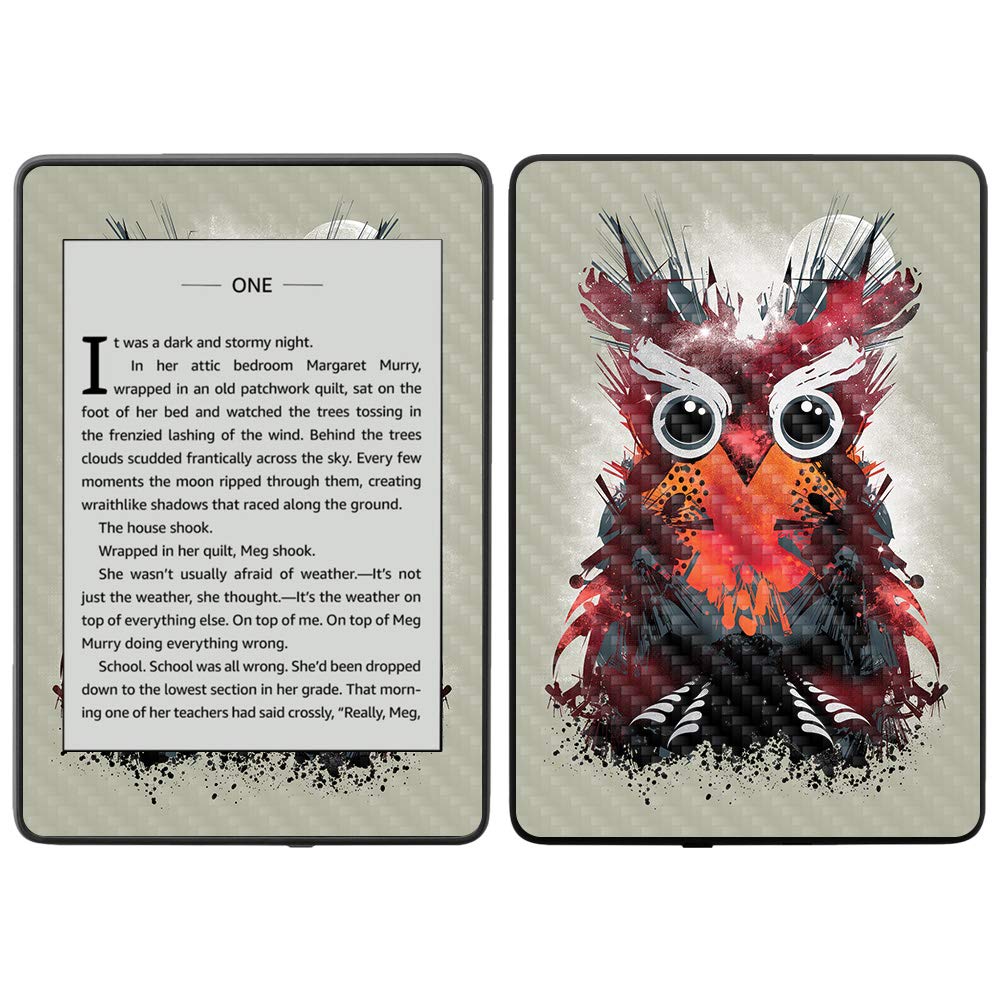 MightySkins Carbon Fiber Skin for Amazon Kindle Paperwhite 2018 (10th Gen) - Owl Universe Design | Waterproof Protective Cover with Durable Textured Finish | Easy to Apply & Remove | Made in USA | Perfect for Travel, Reading & Outdoor Use