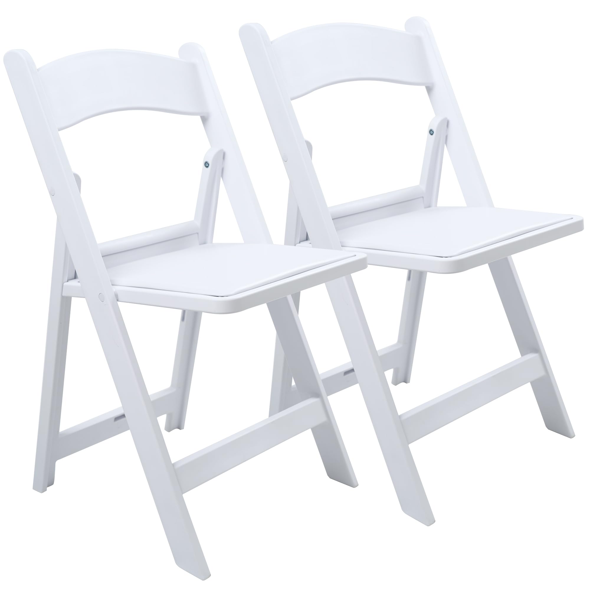 Premium White Resin Folding Chair with Cushion & Backrest - 700LB Heavy Duty Event Chair - Lightweight Indoor/Outdoor Foldable Chair for Meetings, Parties, Weddings, Hotels, Gardens & Patio Furniture