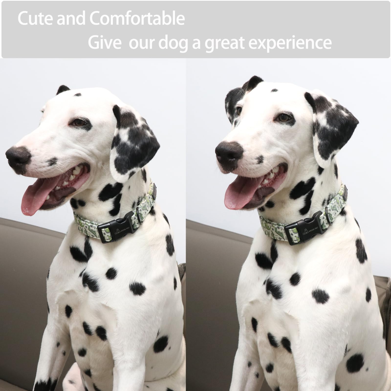 Dinosaur Dog Collar - Adjustable Cotton Pet Collar for Small Medium Large Dogs - Perfect for Daily Walks & Playtime