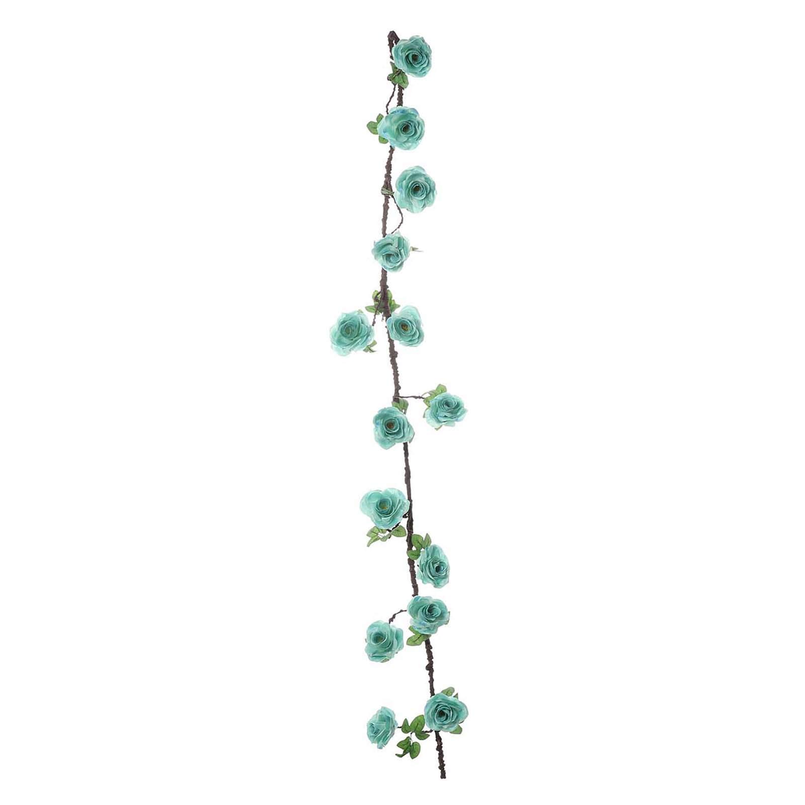 BalsaCircle 6 Feet Turquoise Silk Rose Flower Garland with Leaves - Wedding Centerpieces, Bridal Bouquets, Party Decorations, Wholesale Floral Supplies for Home and Event Decor