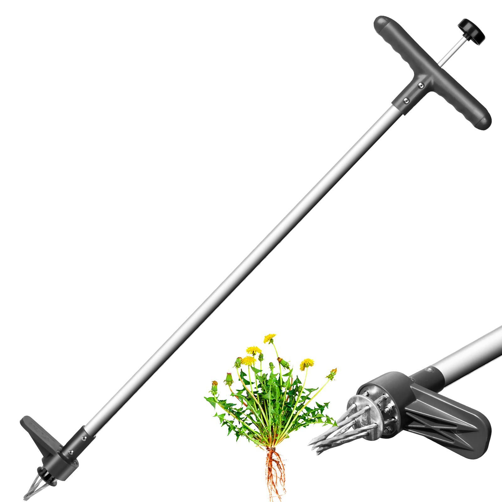 Upgraded Walensee Weed Puller Tool - 5-Claw Stand Up Weeder with Long Handle for Dandelions & Garden Weeds - Ergonomic Root Pulling Tool for Easy Lawn Care & Gardening (1 Pack) - Perfect for Home Gardens, Yards, and Landscaping Maintenance