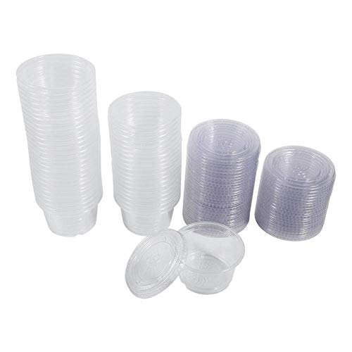 50Pcs Clear Plastic Sauce Cups with Lids - 4oz Souffle Cups for Food Storage, Takeaway, Chutney & Hot Sauces - Perfect for Restaurants, Catering & Home Meal Prep