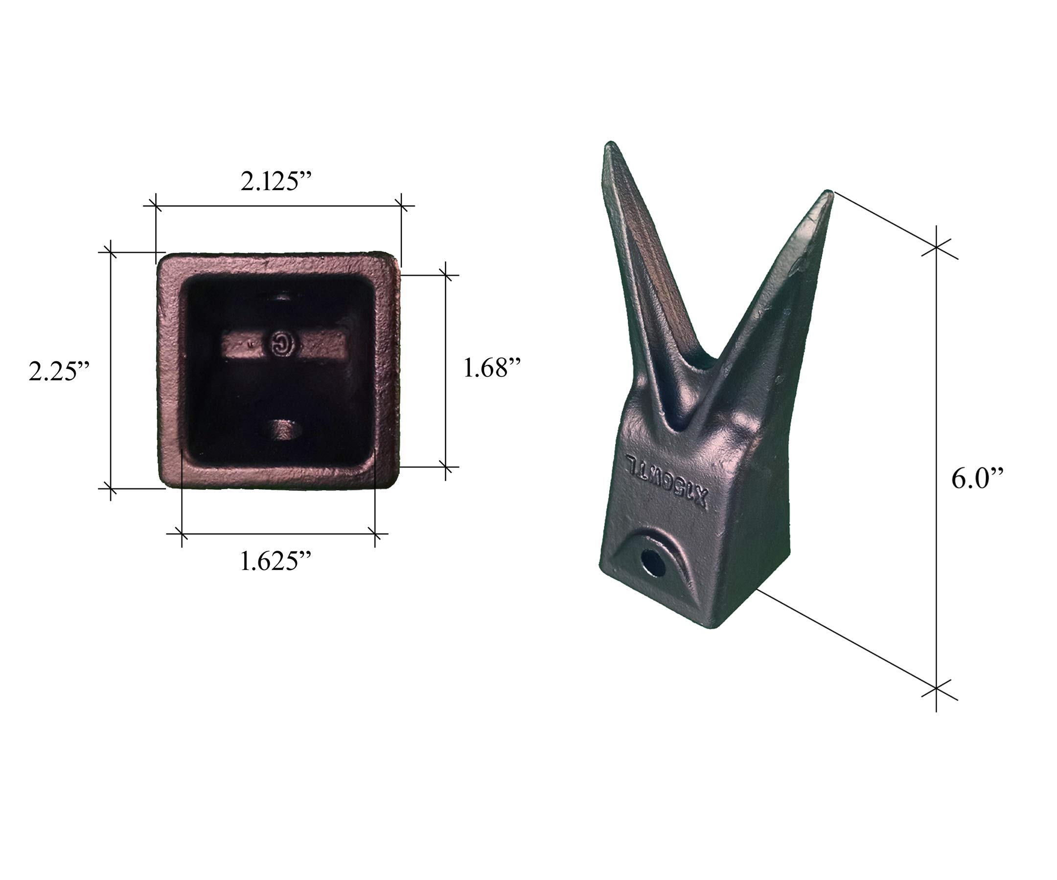 Heavy Duty Excavator Bucket Combo with Weld-on Shanks, Twin Tiger Teeth & Pins - 1