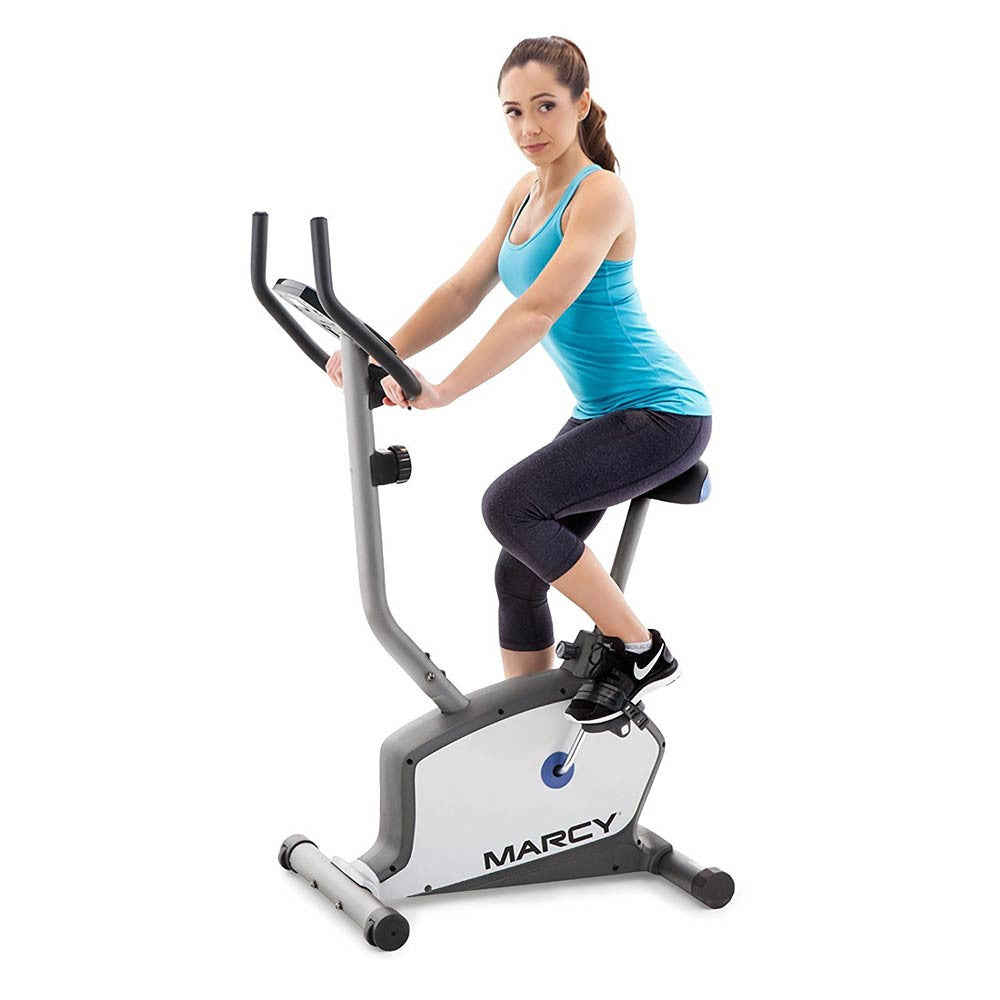 Marcy Magnetic Resistance Upright Exercise Bike NS-1201U - Home Gym Equipment for Cardio Workouts & Indoor Cycling Training