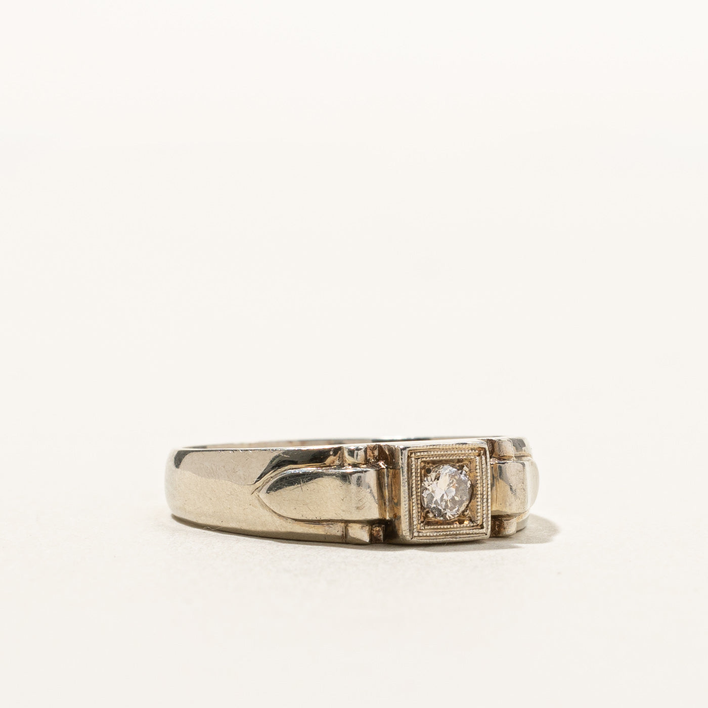 Vintage Solitaire Diamond Ring - 0.15 Carat Round Cut Diamond Engagement Ring in 14K White Gold, Size 9.75, Perfect for Proposals, Anniversaries & Special Occasions