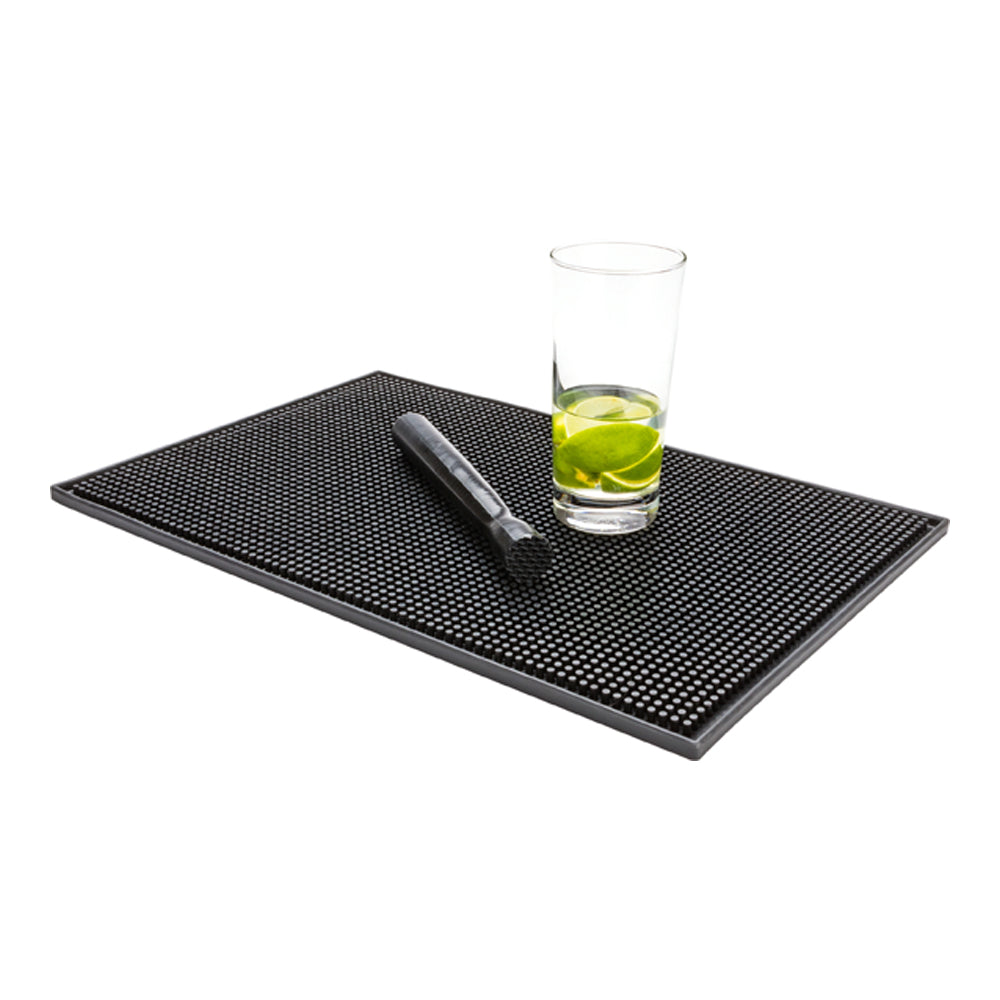 Premium Black Rubber Bar Mat - Non-Slip Spill Tray for Countertops (17.75