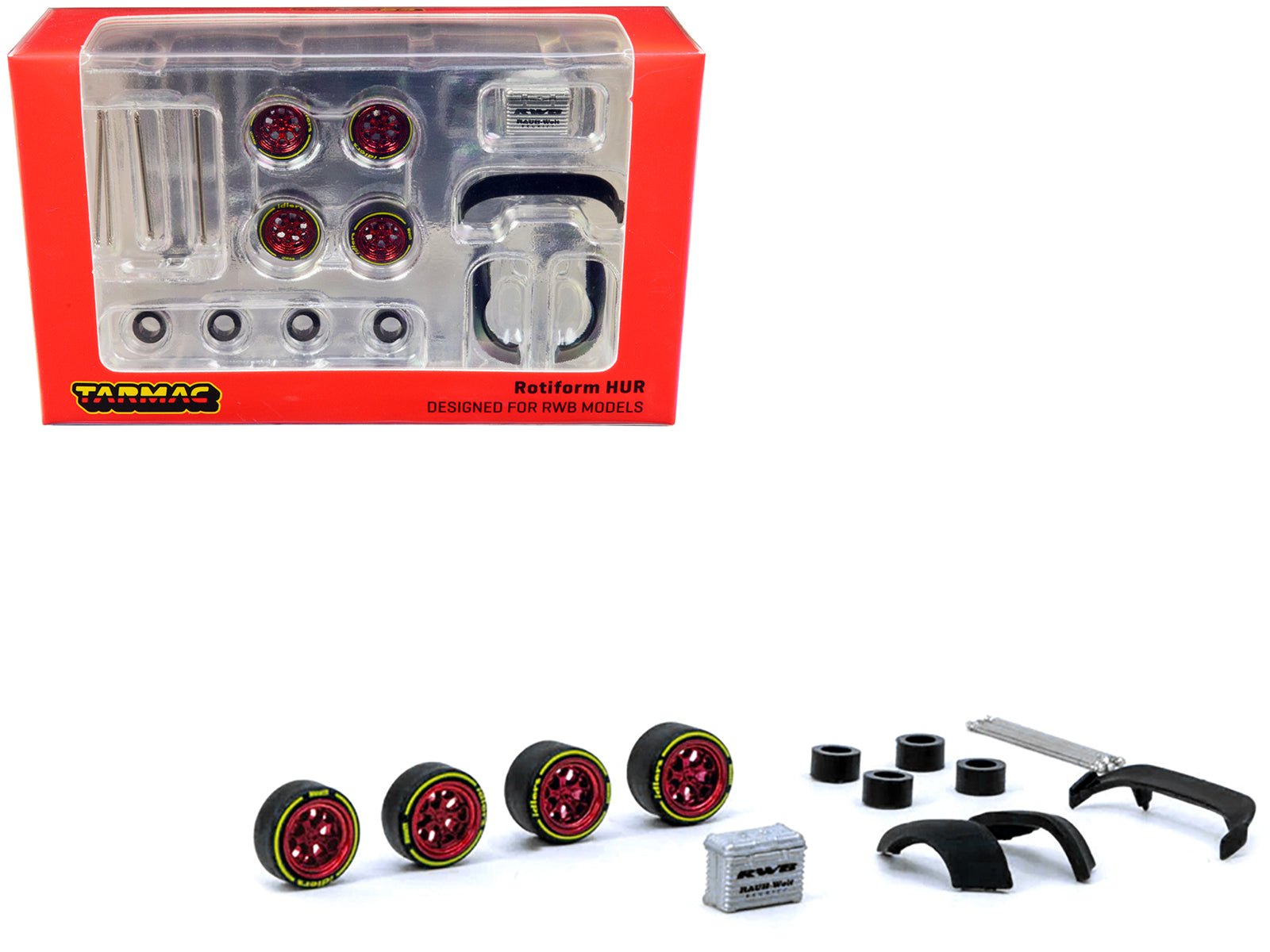 Rotiform HUR Wheels & Parts for RWB Models - 1/64 Scale Diecast Car Accessories by Tarmac Works - Perfect for Model Car Customization & Display Collections