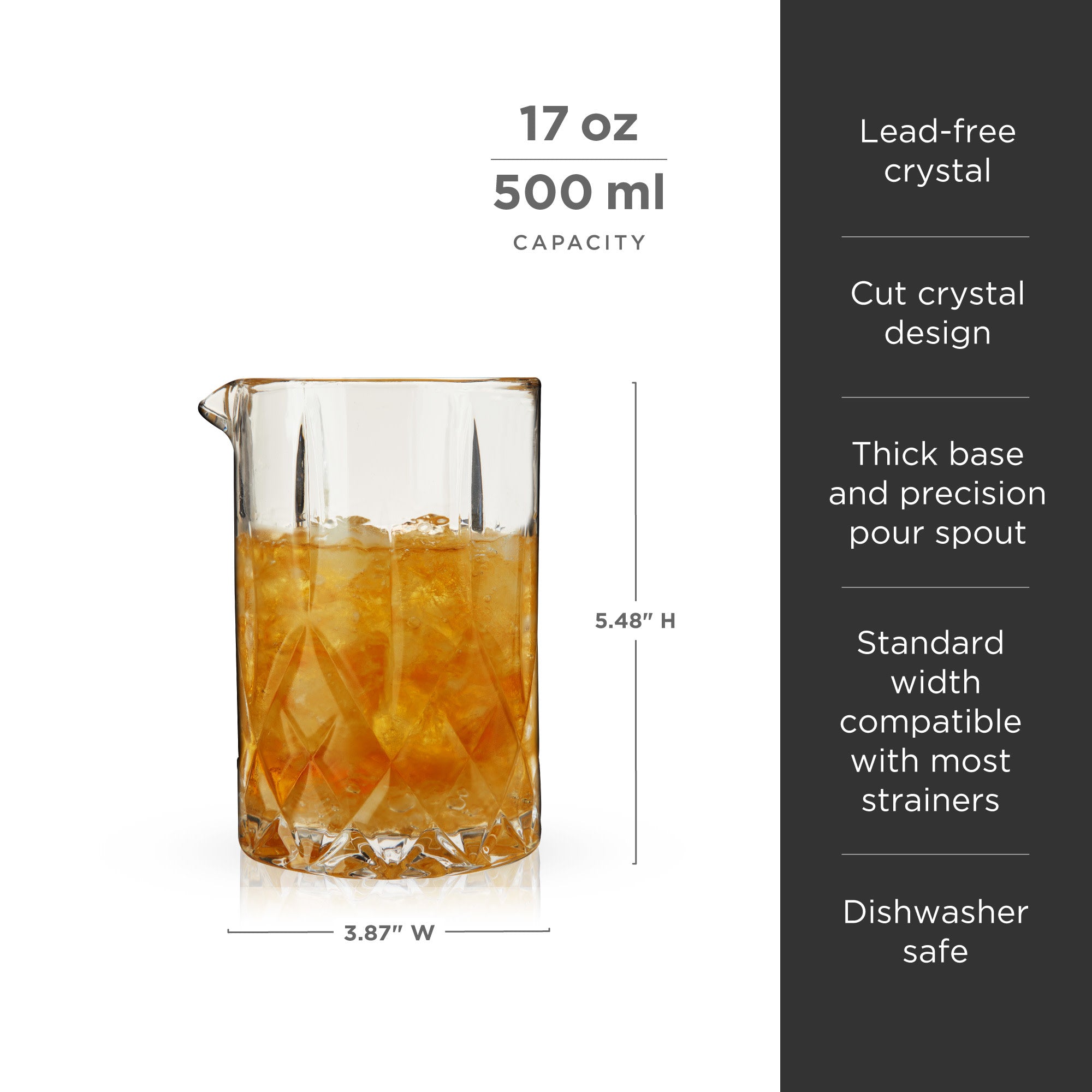 Premium Admiral Crystal Mixing Glass – Heavy Base Barware for Cocktails, Whiskey, and Mixology – Perfect for Home Bars, Professional Bartenders, and Entertaining Guests