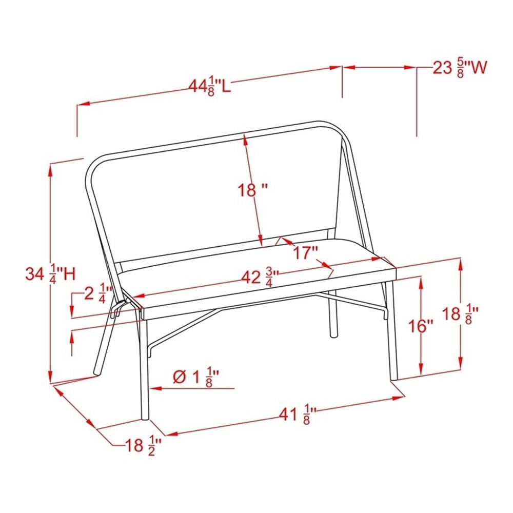 Devey Modern Aluminum Patio Loveseat Bench in Black - Outdoor Furniture for Garden, Poolside & Patio - Weather-Resistant Loveseat by Furniture of America