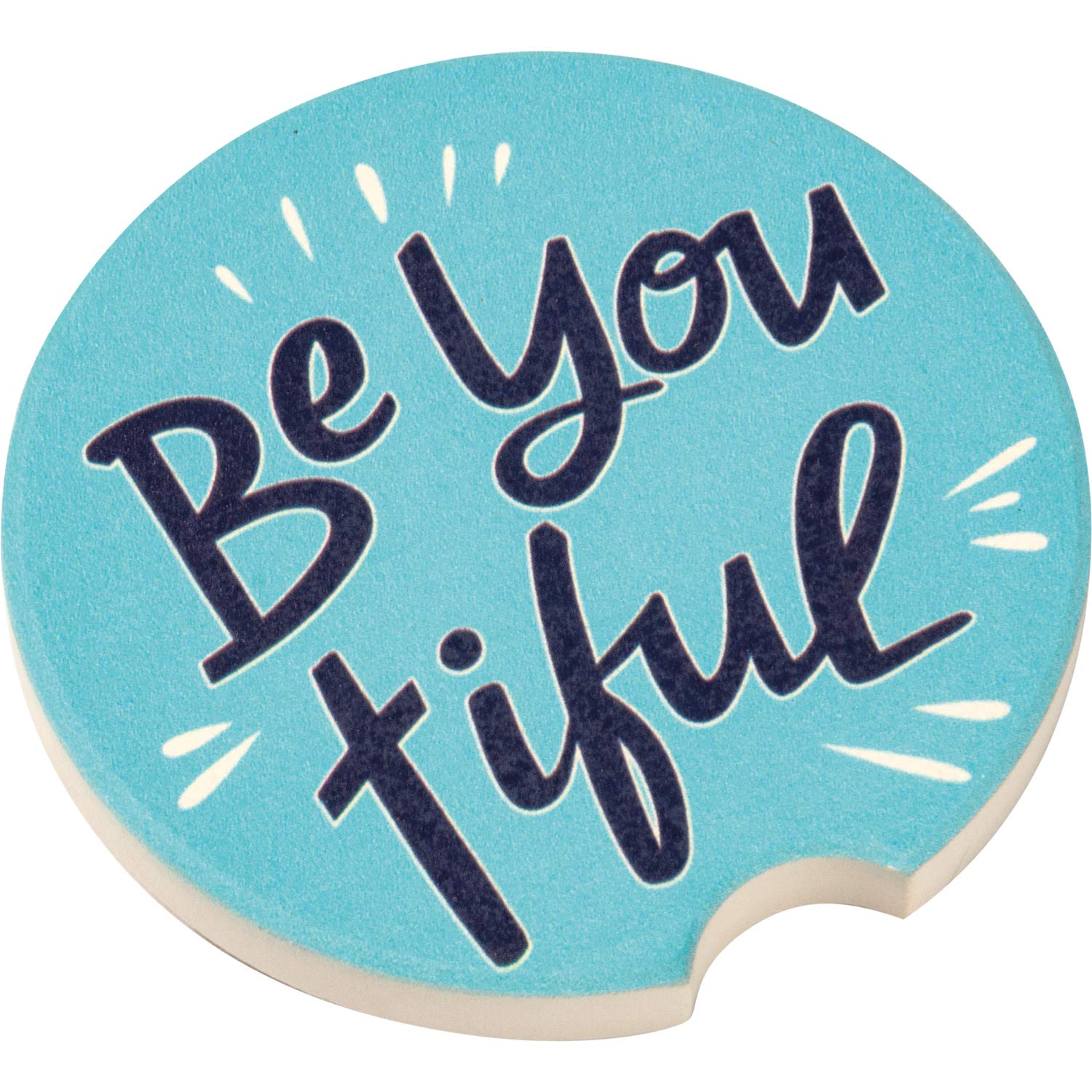 Primitives by Kathy Car Coasters - Be You Tiful Set of 4 | Absorbent Ceramic Tile Coasters for Cars & Home | Perfect for Coffee, Tea & Drink Protection