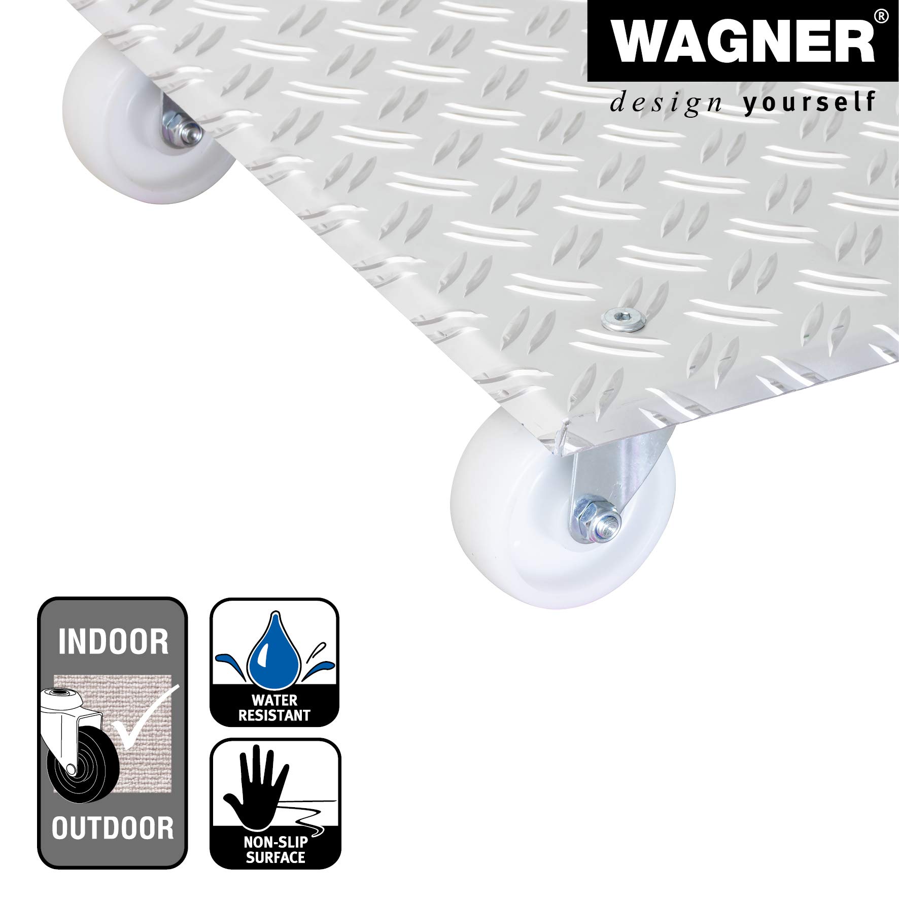Wagner Plant Caddy Alaska - 17.72 x 17.72 x 3.74 Inch Heavy Duty Aluminum Plant Stand - 330 lbs Capacity Indoor/Outdoor Flower Pot Holder - Silver Made in Germany (Model 64-1390) - Perfect for Patio, Garden, Balcony & Home Decor