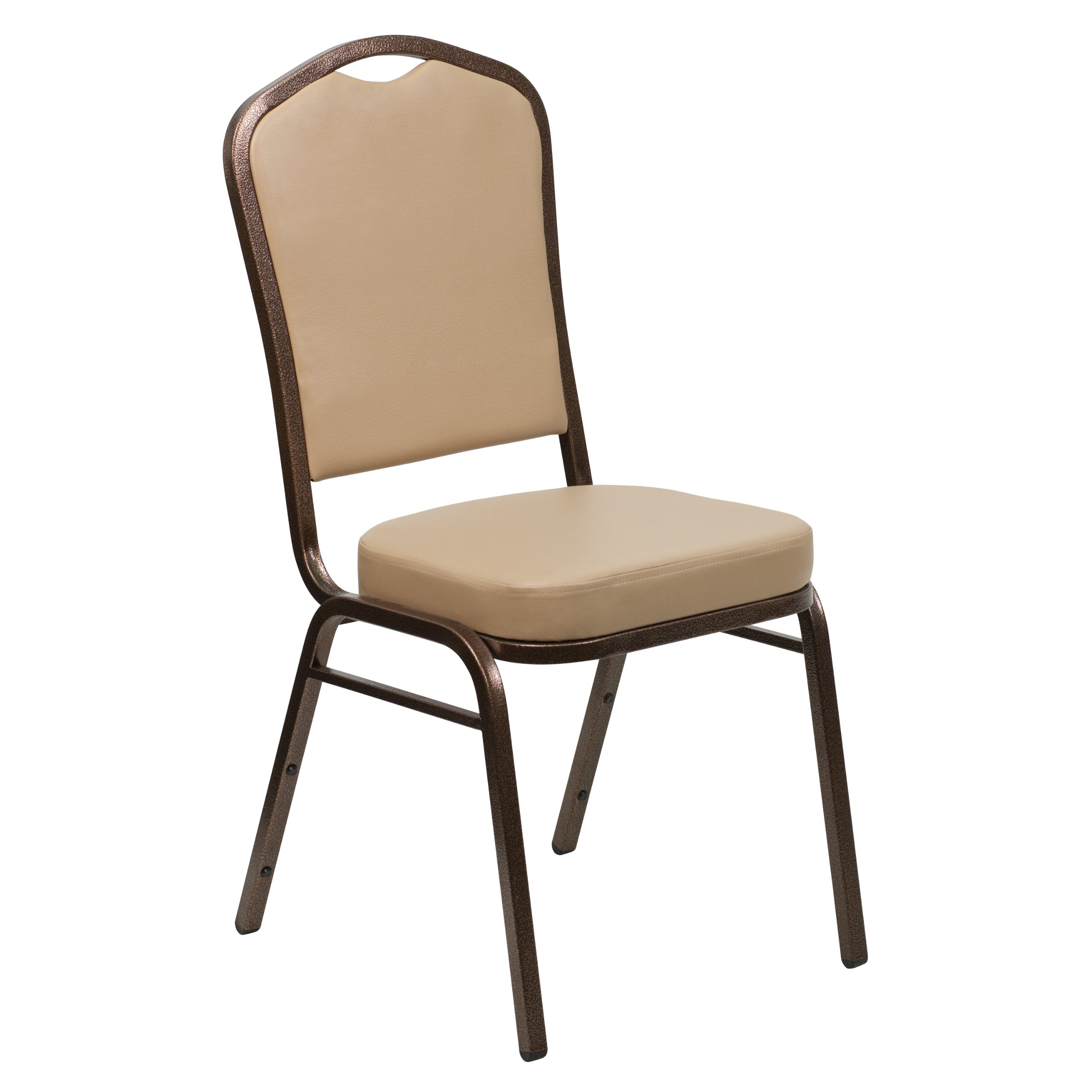 Emma & Oliver Tan Vinyl Crown Back Stacking Banquet Chair with Copper Vein Frame - Elegant Event Seating for Weddings, Parties & Banquets