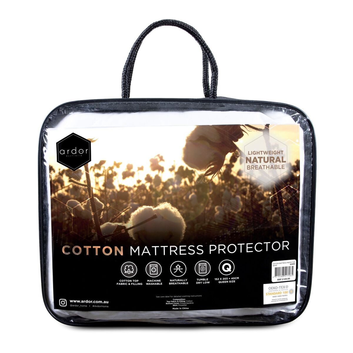 Ardor Cotton Mattress Protector - Waterproof, Hypoallergenic Queen Size Bed Cover for Allergy Relief & Spill Protection | Perfect for Kids, Pets & Sensitive Sleepers