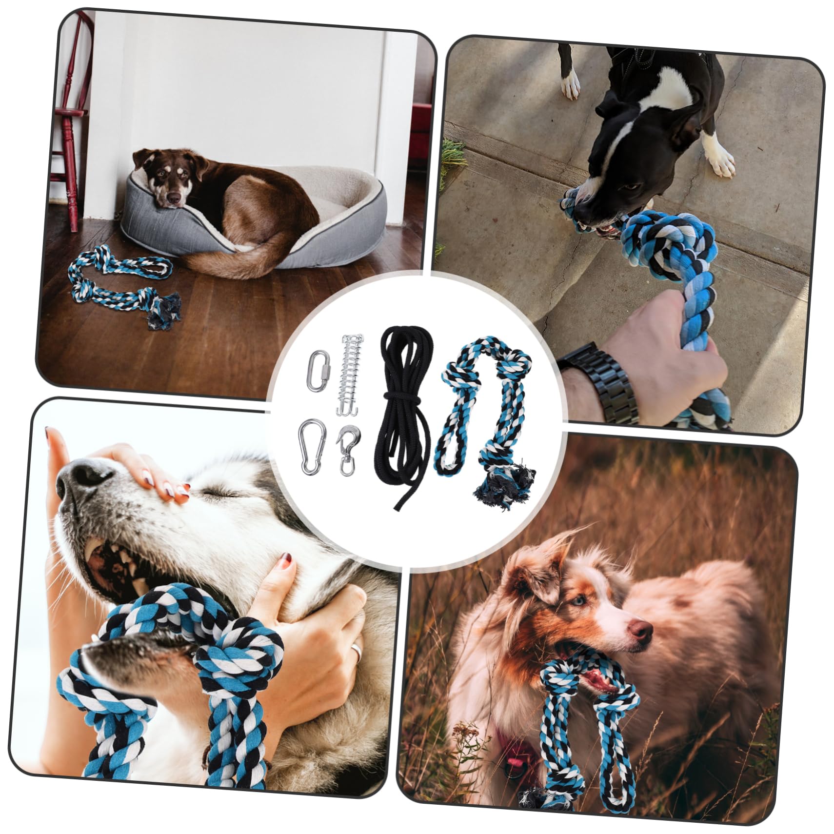 Hemp Spring Pole for Dogs - Durable Pet Spring Pole Rope Toy for Large & Small Dogs - Outdoor Dog Exercise Equipment for Backyard Training & Play