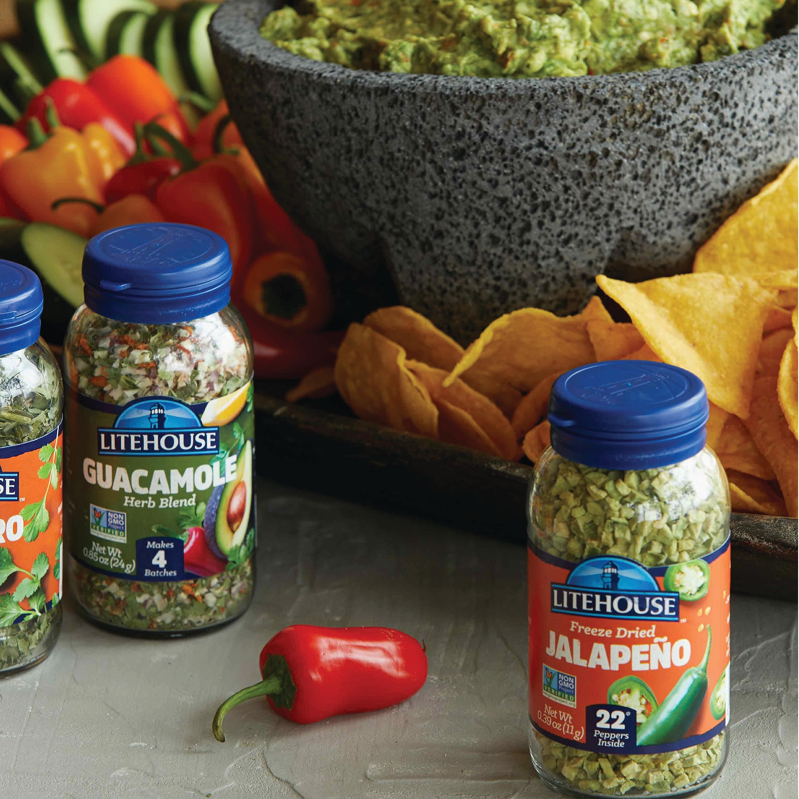 Litehouse Freeze Dried Jalapeno Peppers - Non-GMO, Gluten-Free Dried Pepper Flakes - Perfect Substitute for Fresh Jalapeno - 0.39 Ounce (2-Pack) - Ideal for Pizza, Tacos, Nachos & Spicy Cooking