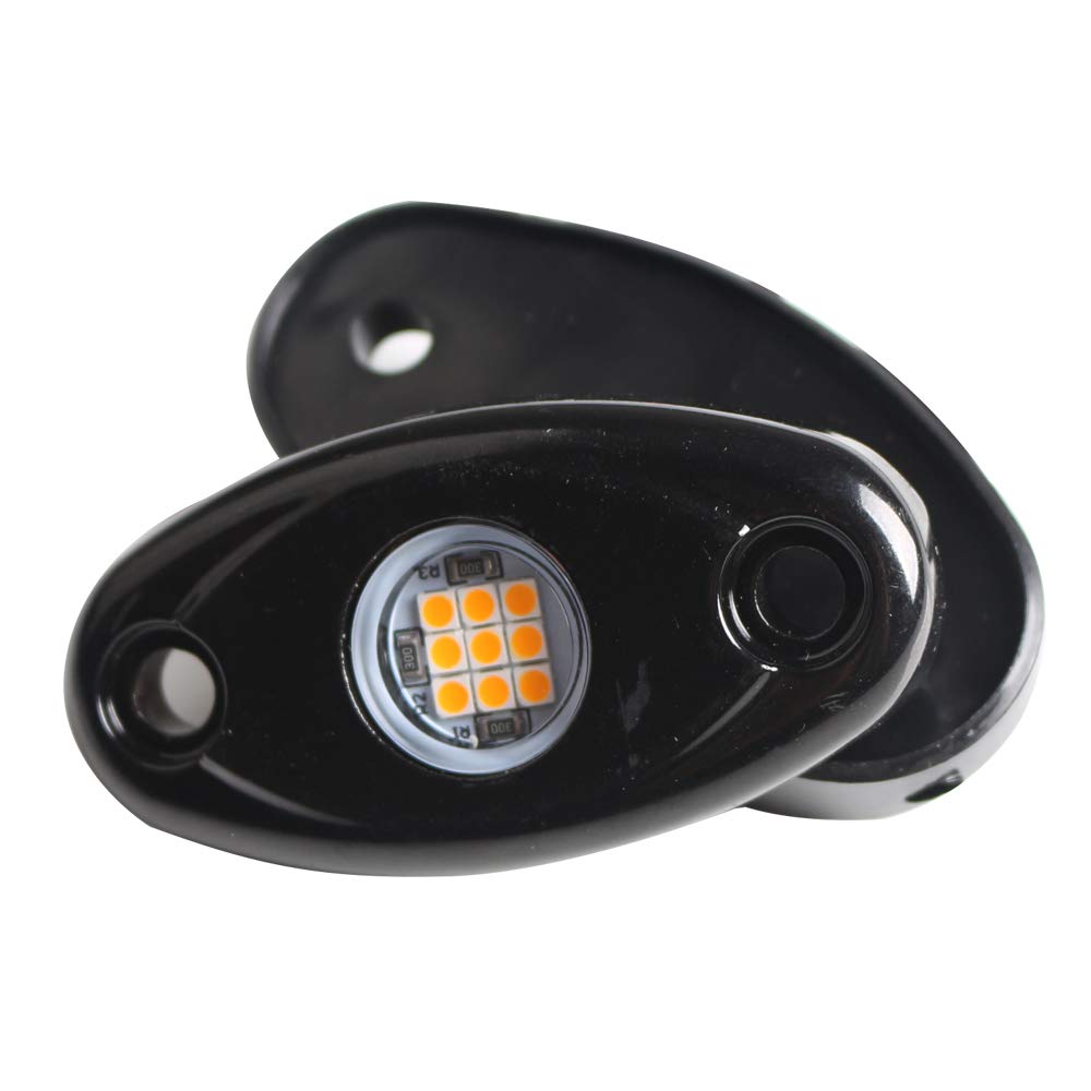 4Pods Amber Yellow LED Rock Lights - Waterproof Underglow Neon Lights for Cars, Trucks, ATV, UTV, SUV, Boats - Off-Road Trail Rig Lighting for Night Driving & Vehicle Customization