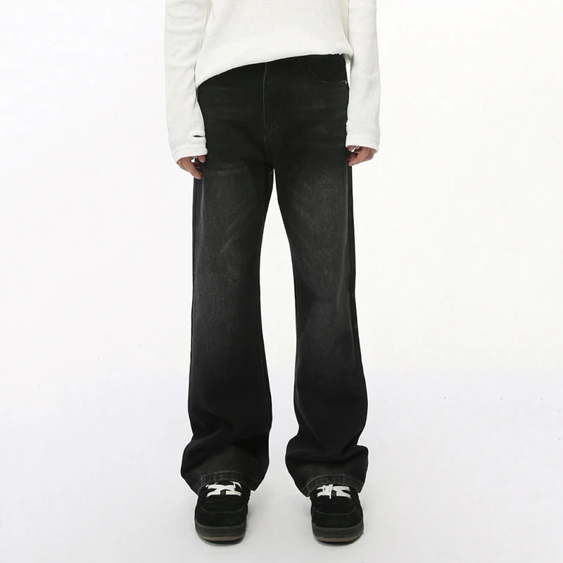 2024 Trendy American Men's Boot Cut Denim Jeans - Casual Loose Fit Wide Leg Zipper Pants for Everyday Wear | Style 9C7288 | Perfect for Streetwear & Casual Outings