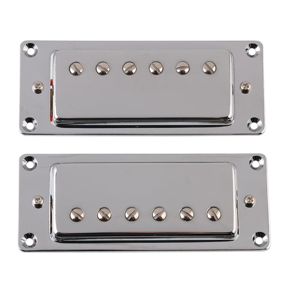 Mini Humbucker Guitar Pickup Set - Bridge & Neck Position for Les Paul LP Electric Guitar (Chrome) | Perfect for Blues, Rock & Jazz Performances